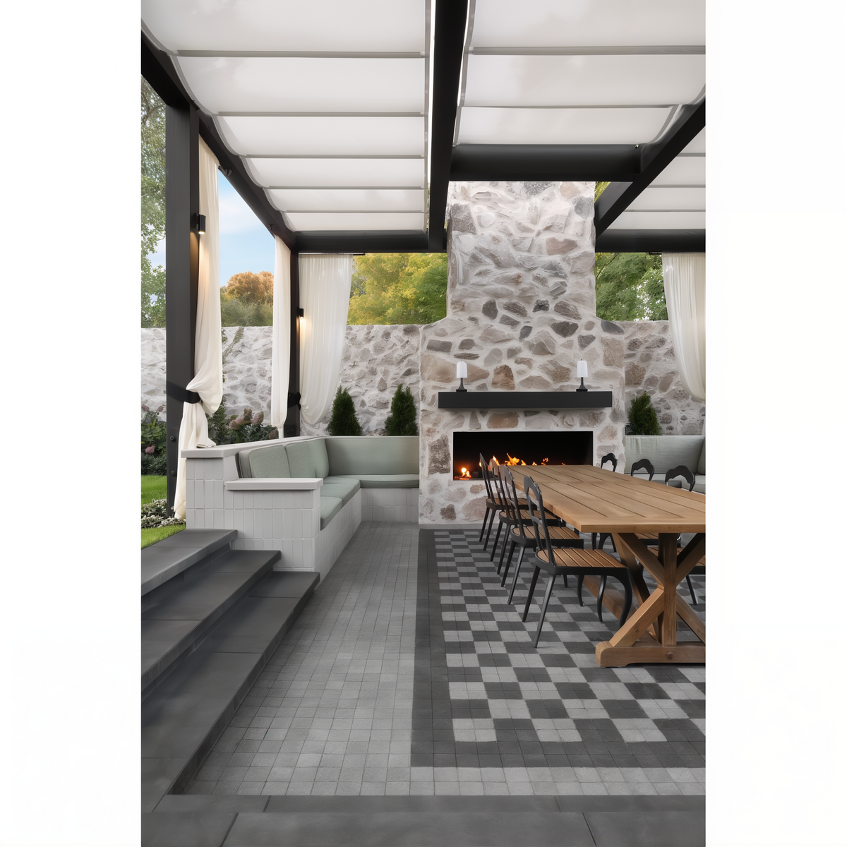 Squadra paver by Techo-Bloc in Onyx Black and Shale Grey, sm.