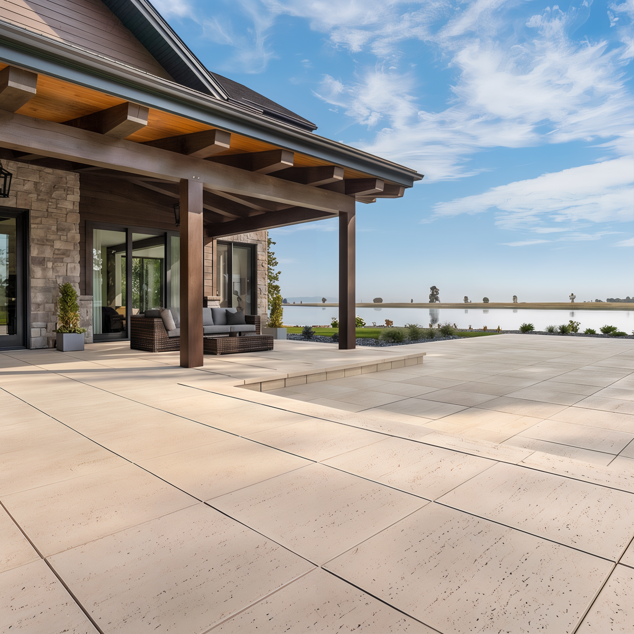Travertina Cap couronnement (wall cap) in Rock Garden Brown, Klean-Bloc Raw Travertine.