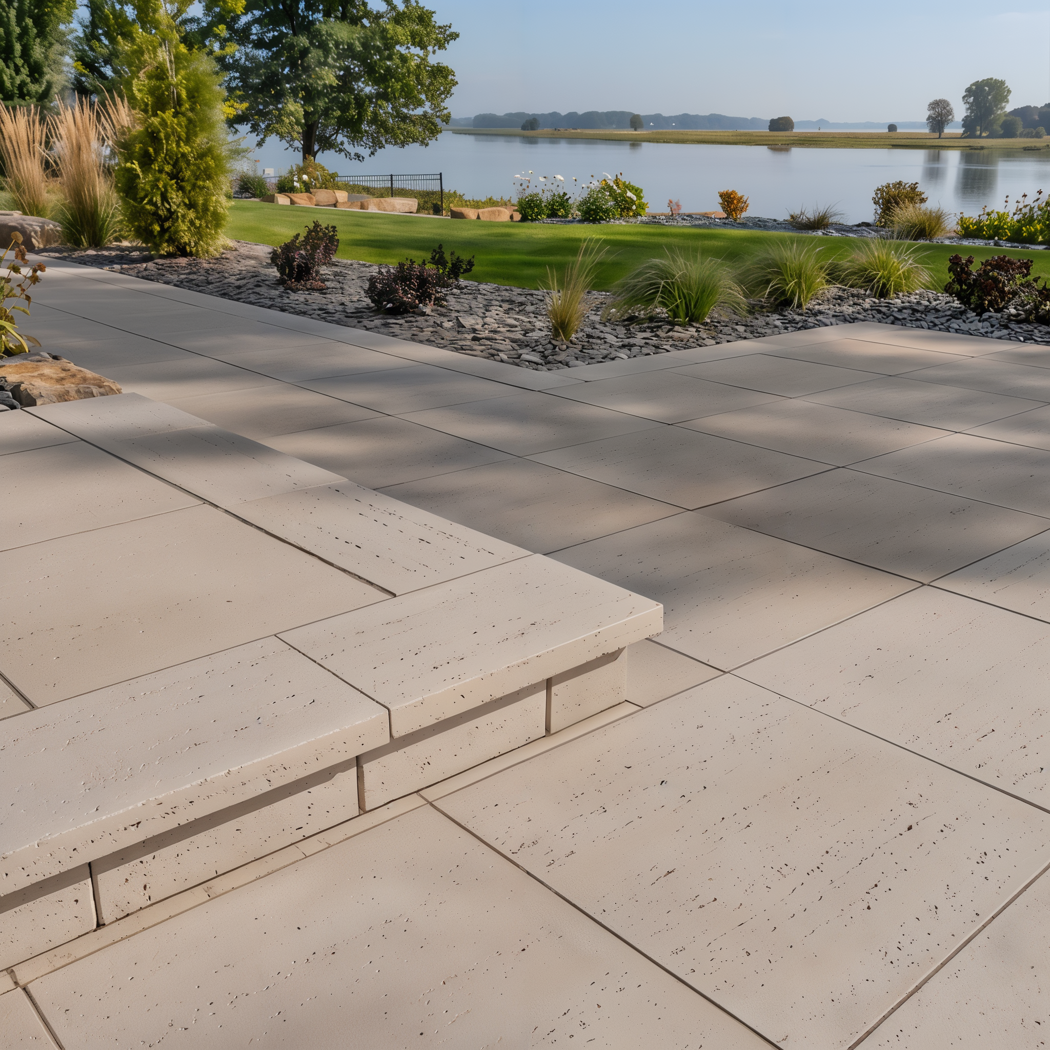 Travertina Cap couronnement (wall cap) in Rock Garden Brown, Klean-Bloc Raw Travertine.