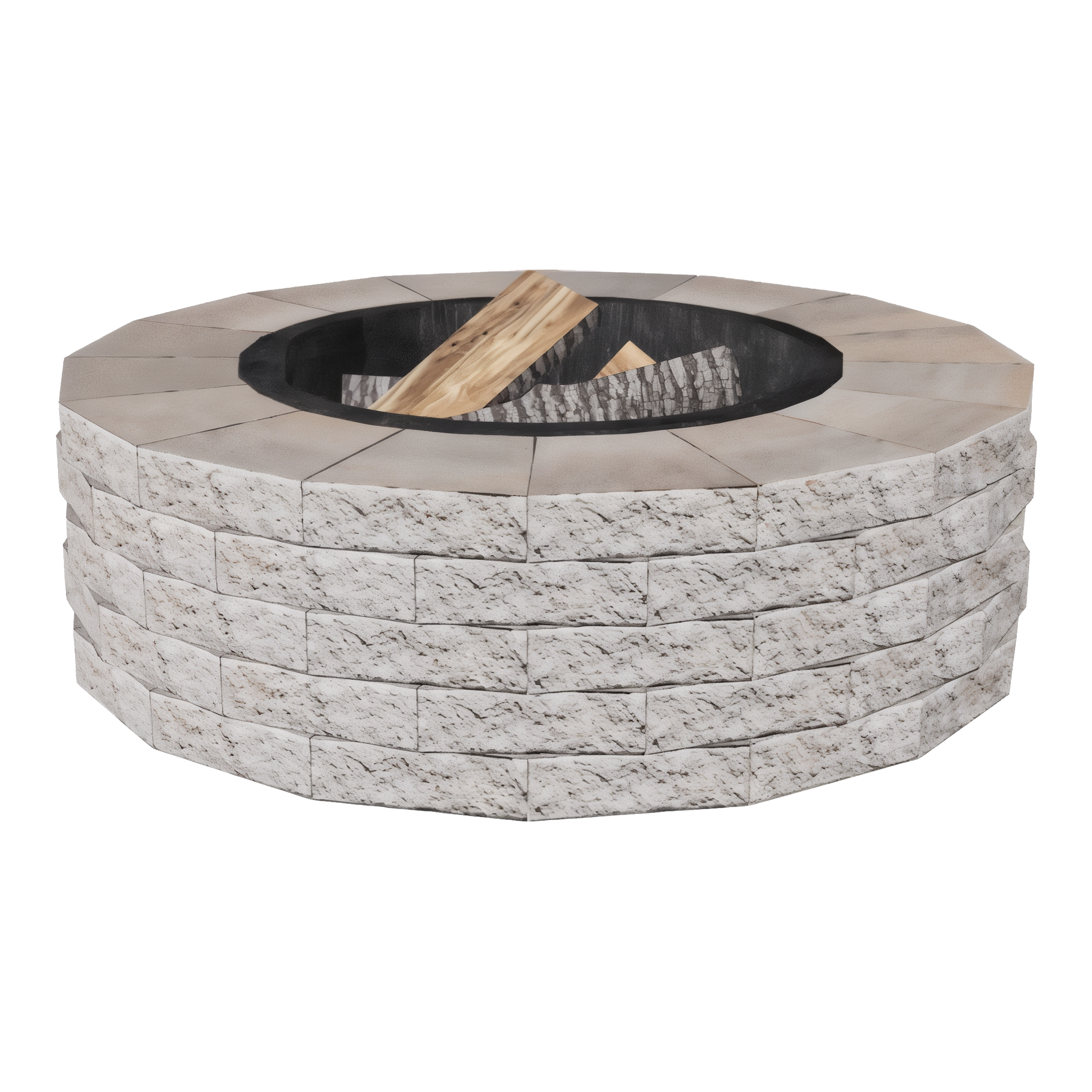 Rotating view of Valencia Fire Pit in Champlain Grey, Chestnut Brown Split Aged Single Size