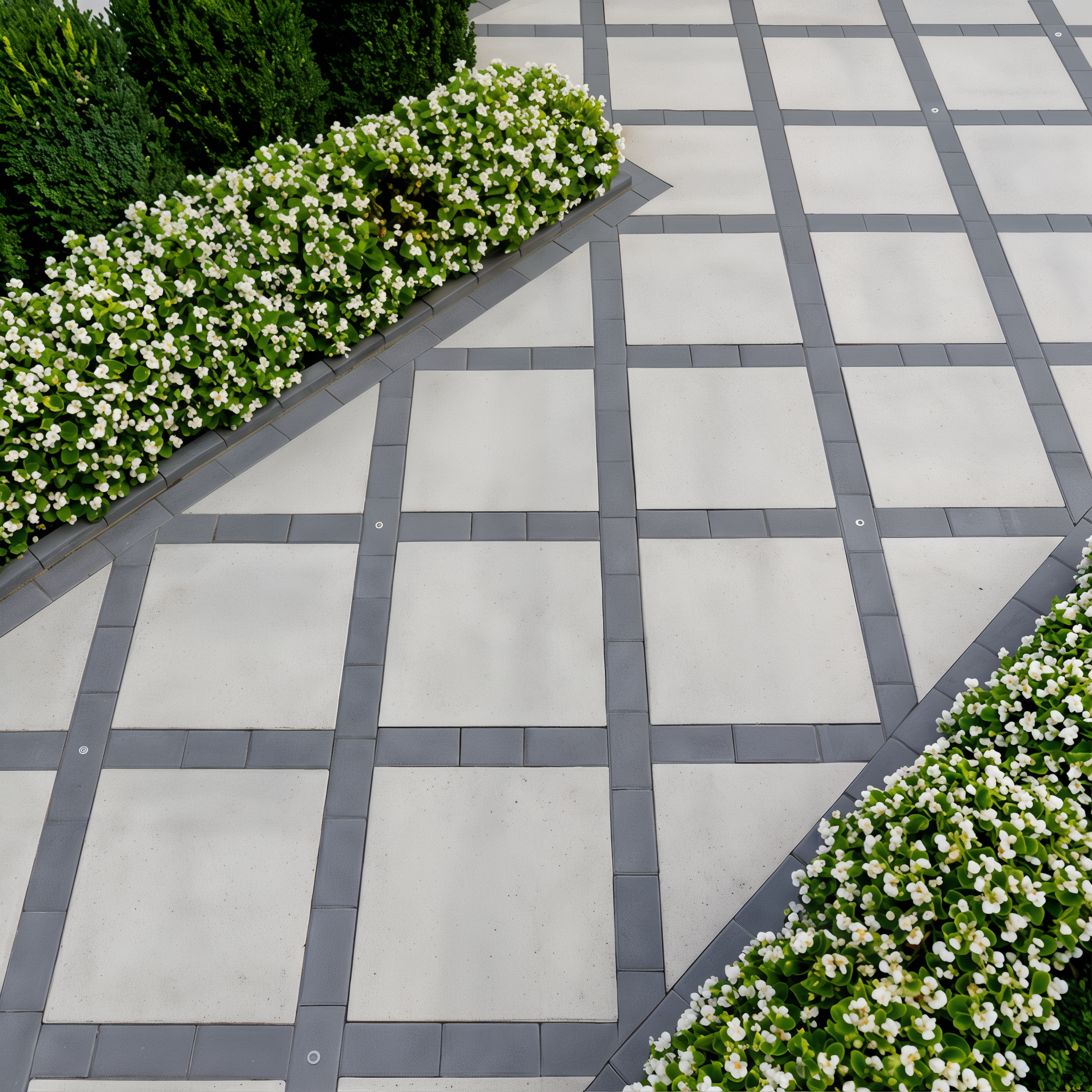 Techo-Bloc Victorien paver in Shale Grey, Onyx Black smooth single size.