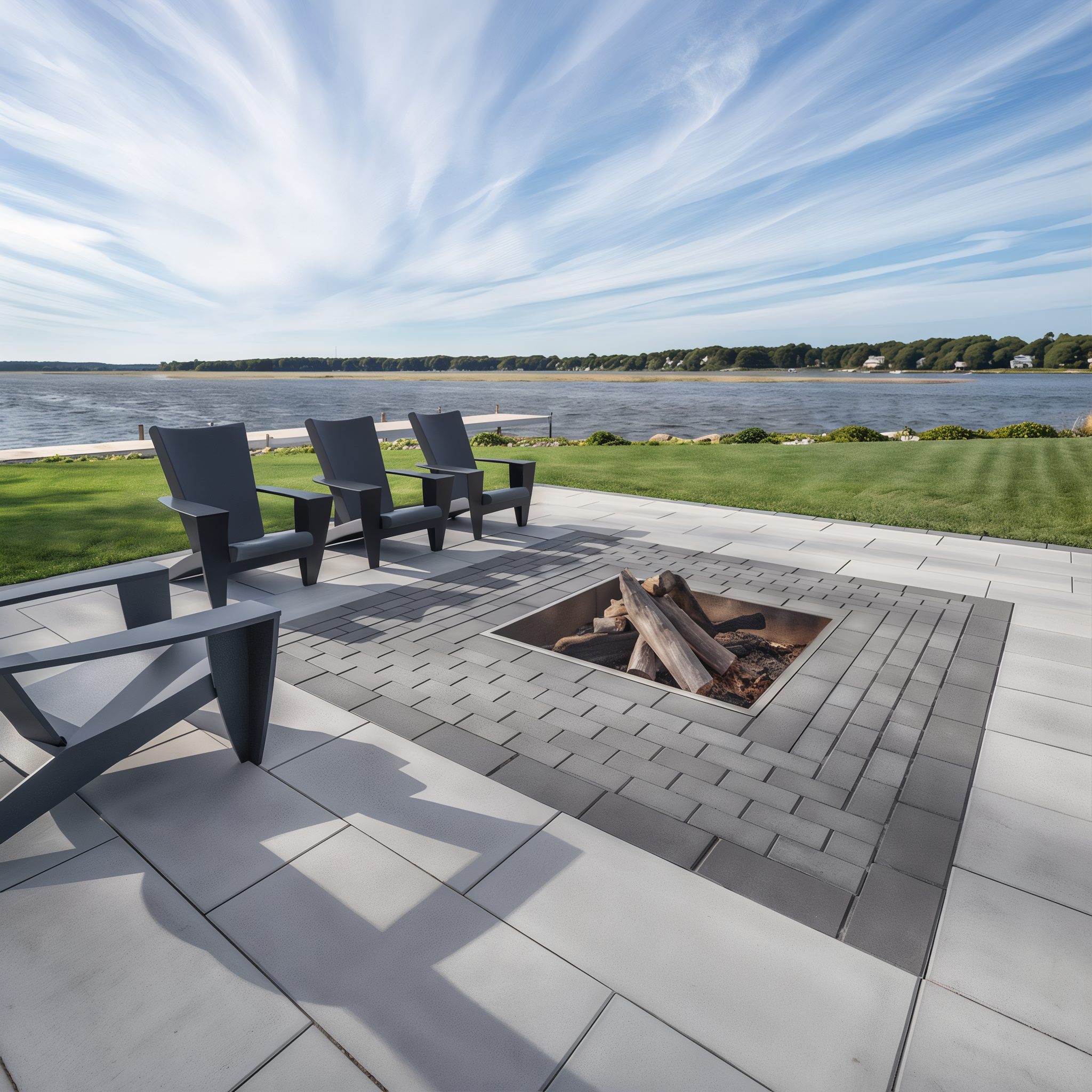Techo-Bloc Victorien paver in Greyed Nickel, Shale Grey smooth single size walkway.