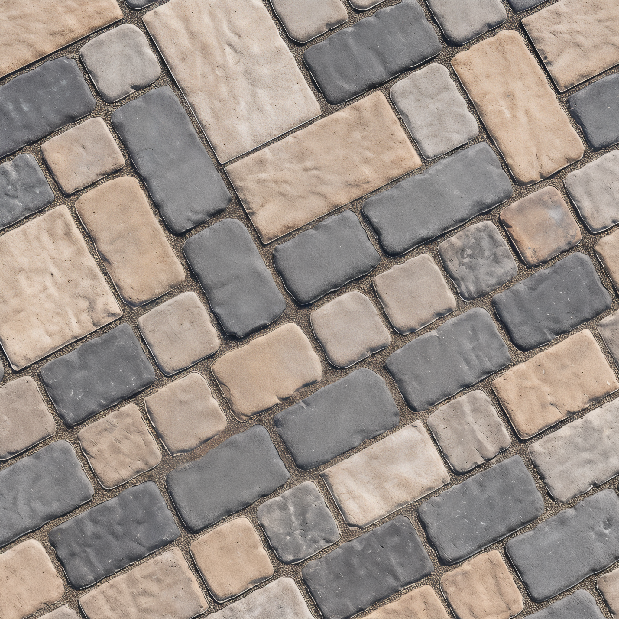 Texture contrast: Villagio pavers in Onyx Black, Shale Grey, and beige (Sandlewood / Beveled/Permeable/Modular Size)
