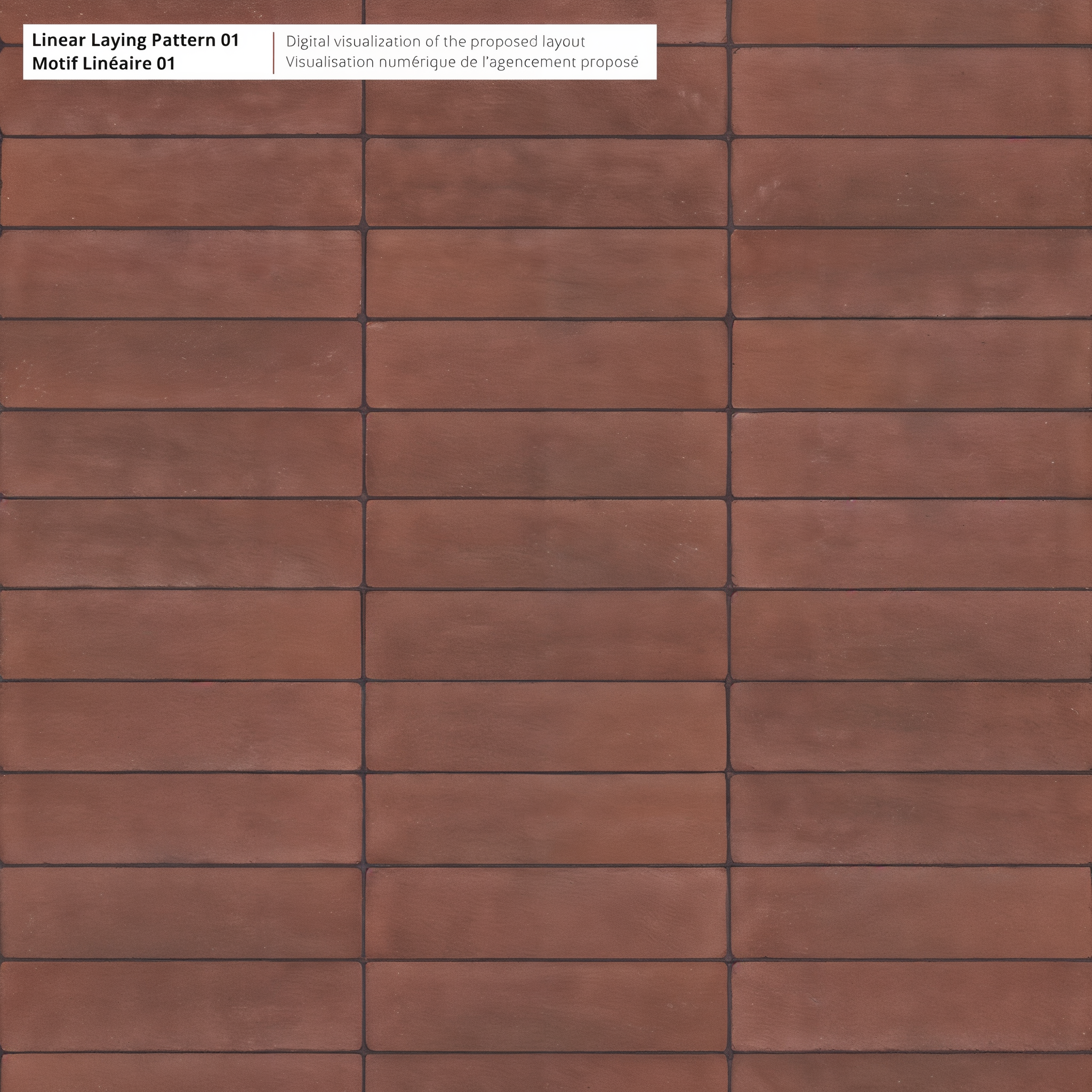 Westmount Merlot HD² paver Linear Pattern 01; Chestnut Brown Single Size.