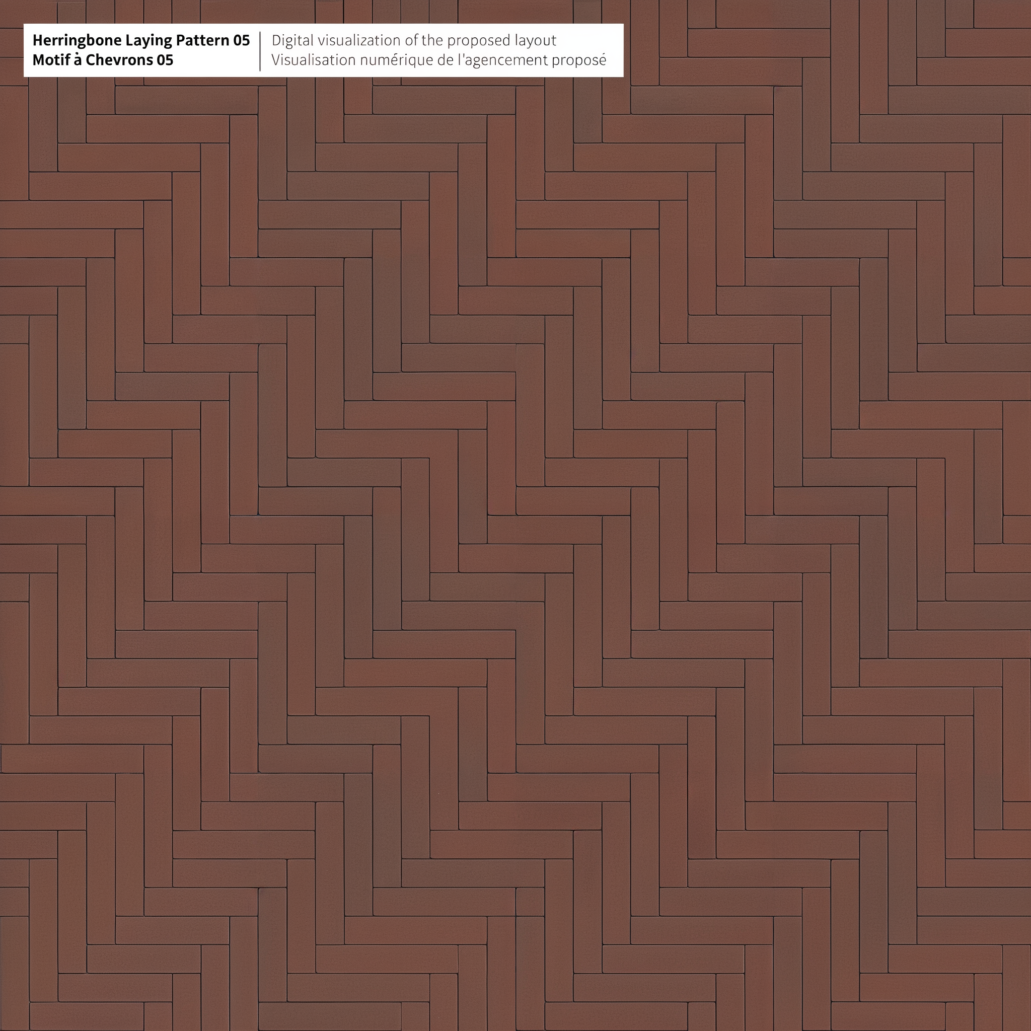 Westmount Merlot HD² paver Herringbone Pattern 05; Chestnut Brown Single Size.