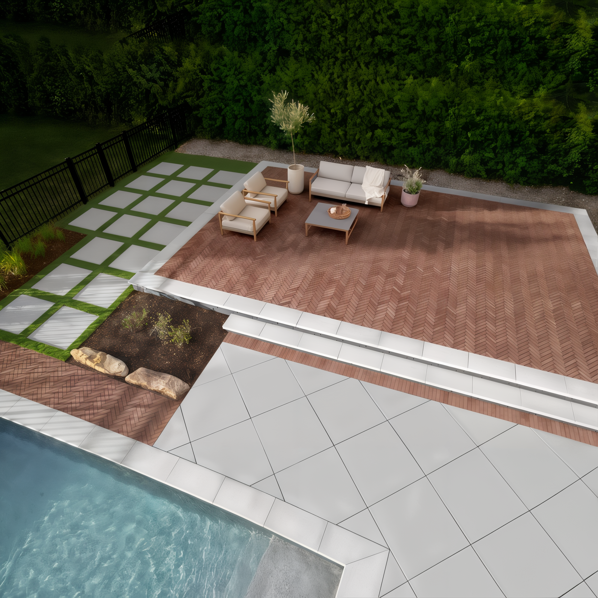 Westmount Merlot HD² paver with Beige Cream Industria HD² border; Chestnut Brown Single Size.