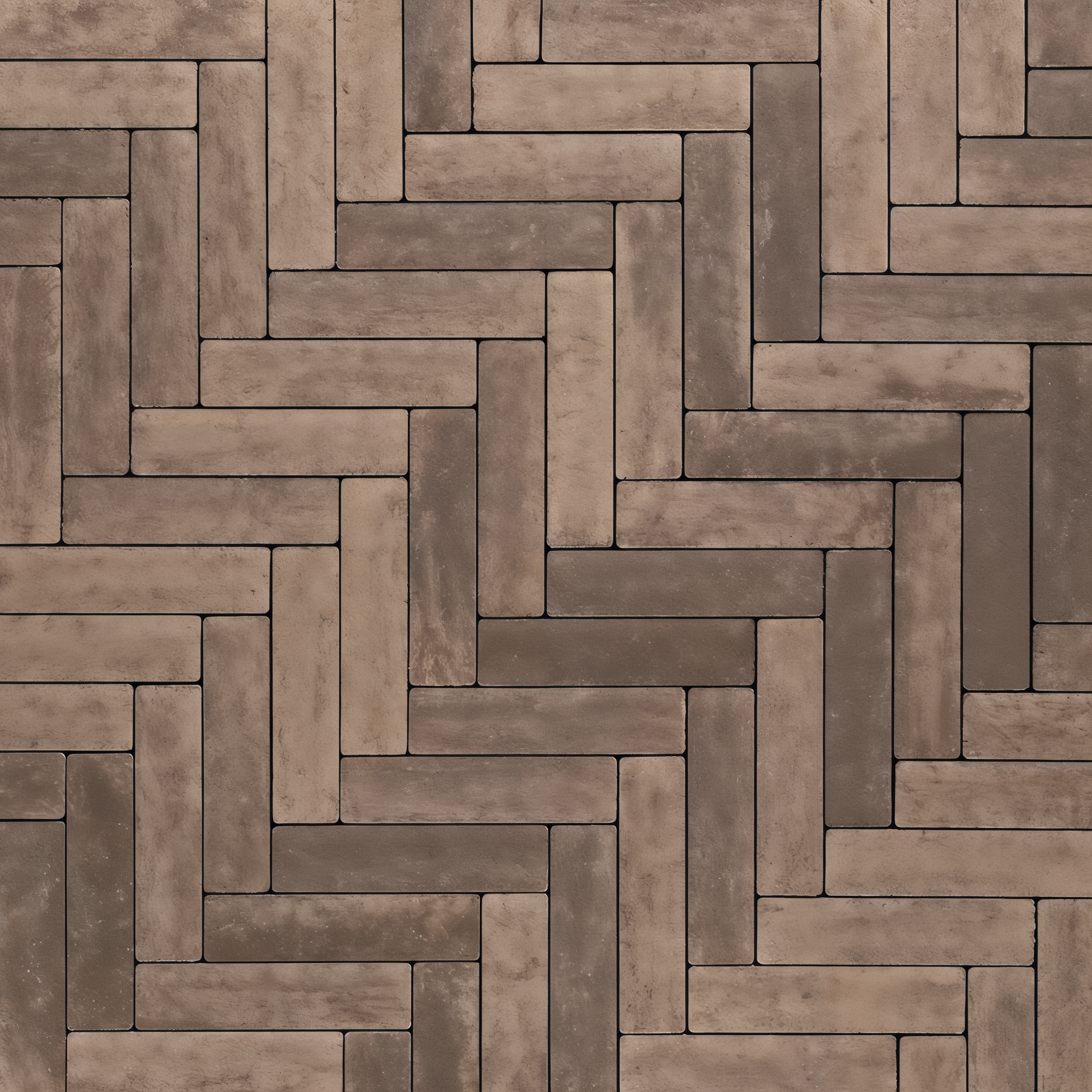 Westmount Chestnut Brown HD² Smooth paver herringbone pattern; Caffè Crema Single Size.