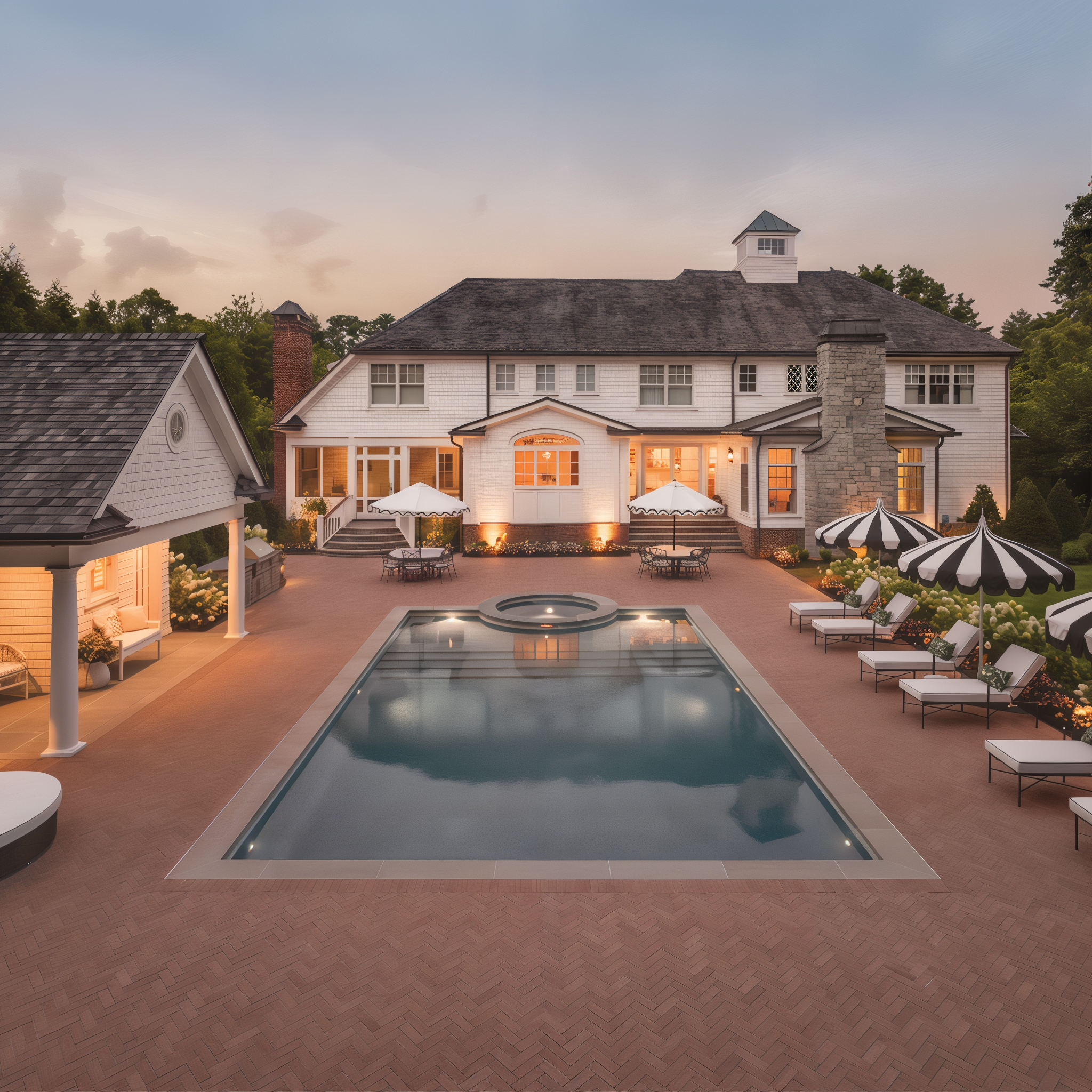 Westmount Merlot HD² herringbone paver pool area; Chestnut Brown Single Size.