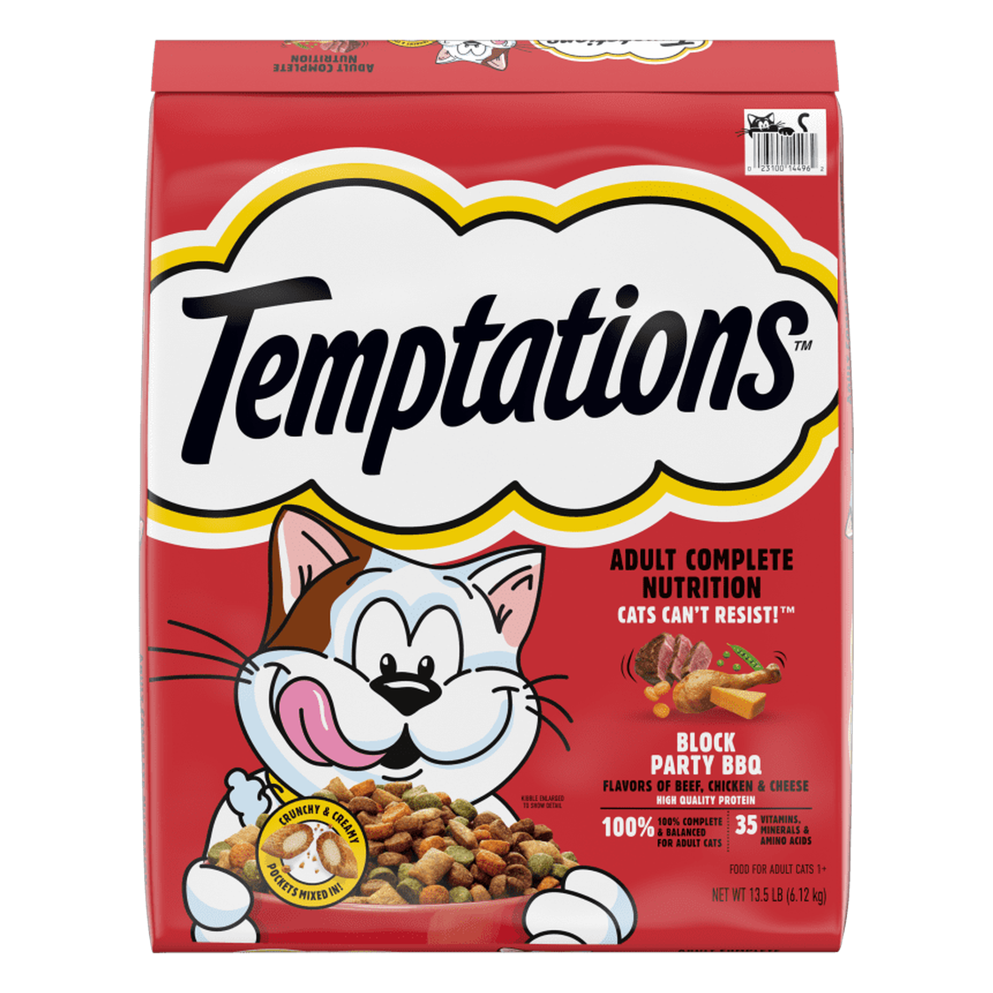 Temptations Block Party BBQ Flavor adult dry cat food bag