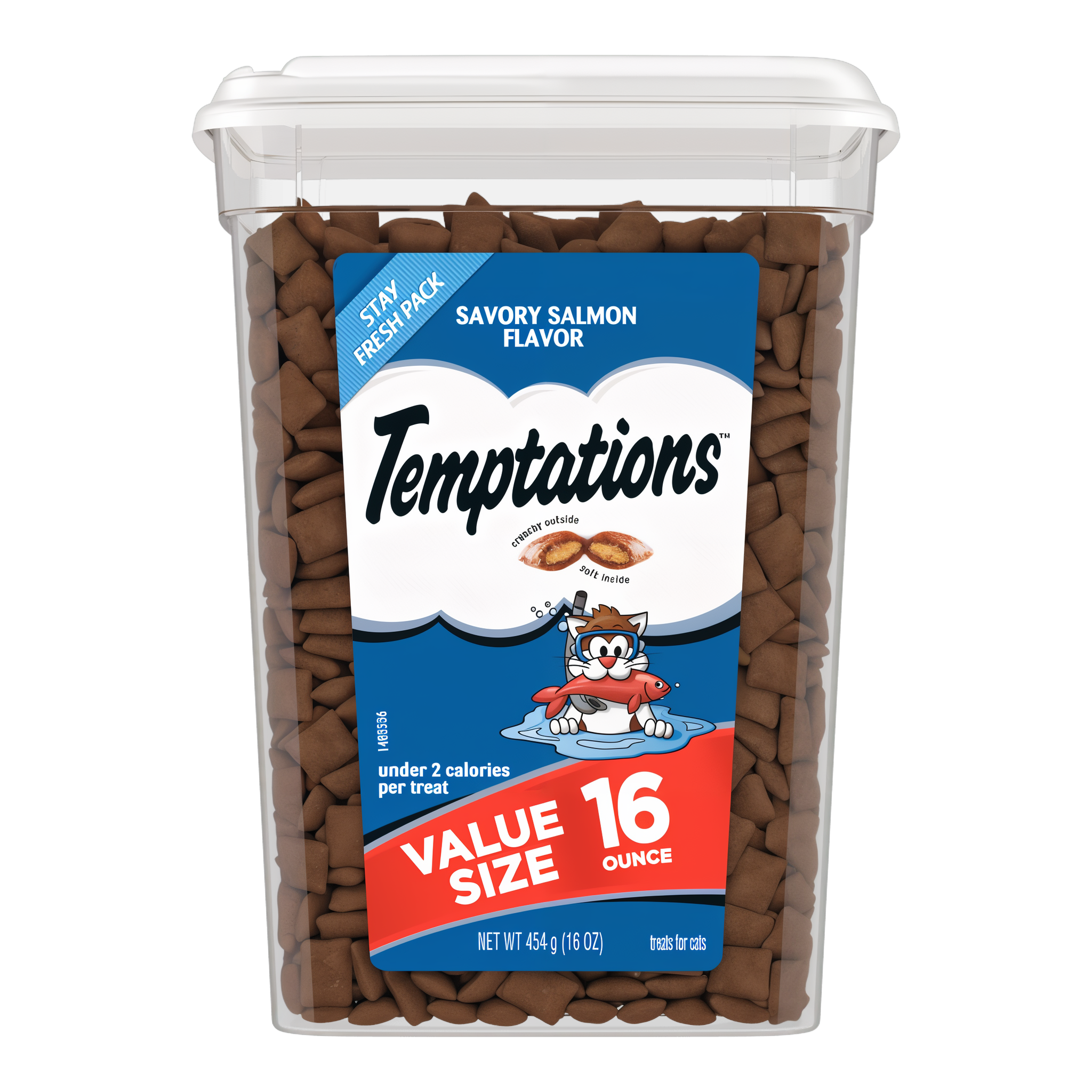 Temptations Classic Savory Salmon Flavor Crunchy and Soft Cat Treats 16 OZ pack #16 OZ