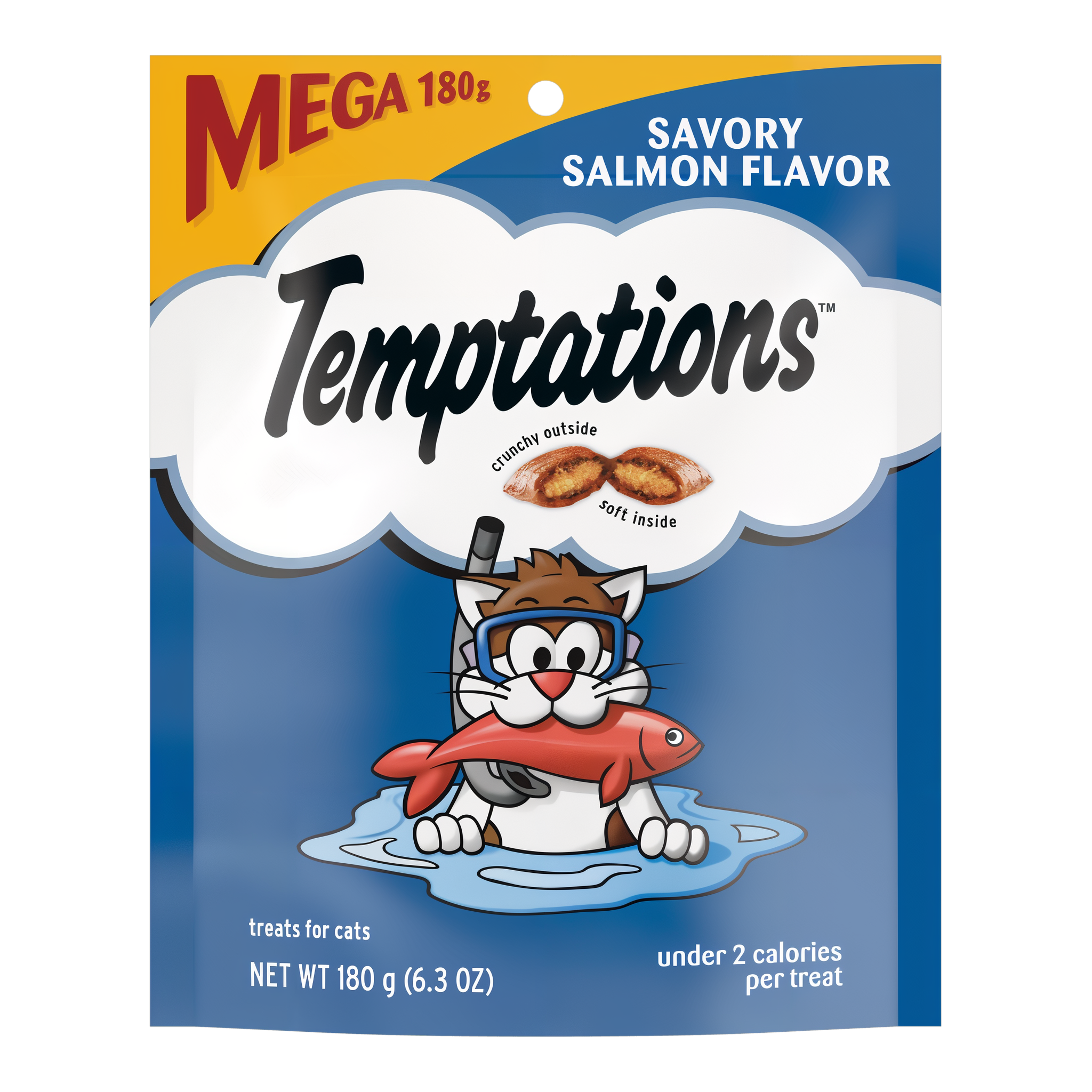 Temptations Classic Savory Salmon Flavor Crunchy and Soft Cat Treats 6.3 OZ pack #6.3 OZ