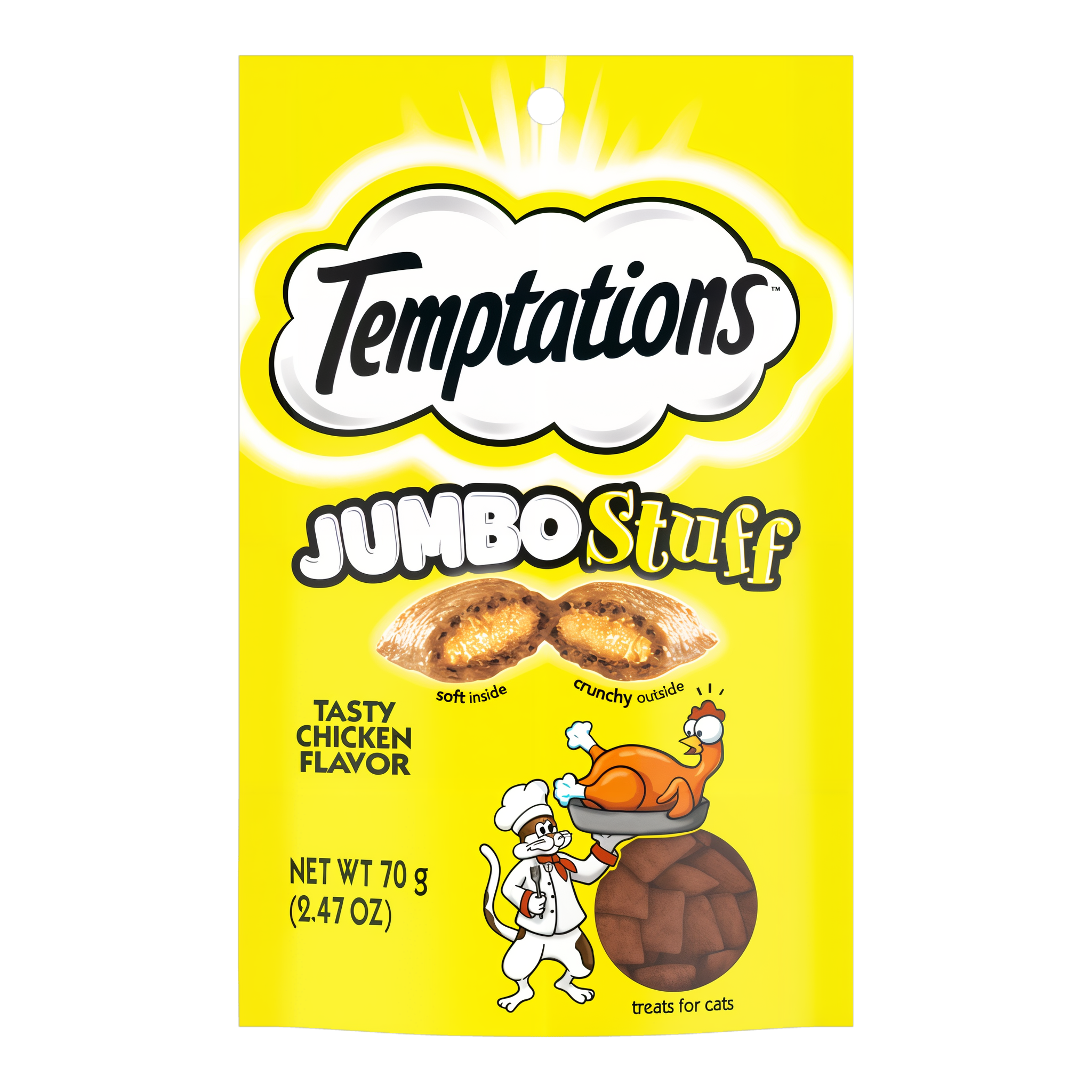 Temptations Jumbo Stuff Tasty Chicken Flavor Crunchy and Soft Cat Treats 2.47 OZ pack #2.47 OZ
