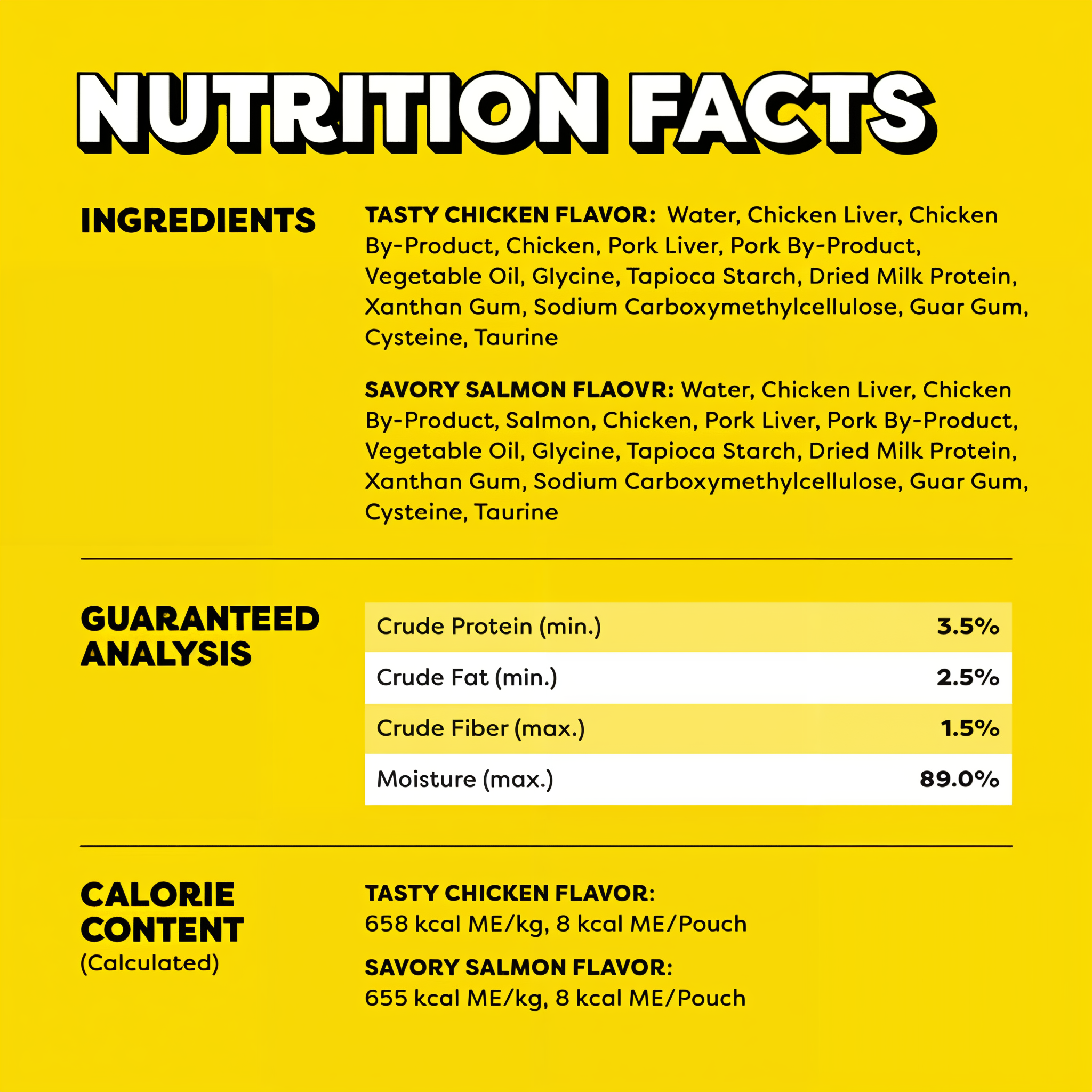 Temptations Lickable Puree Variety Pack Salmon and Chicken Squeezable Cat Treats nutrition facts ingredients guaranteed analysis