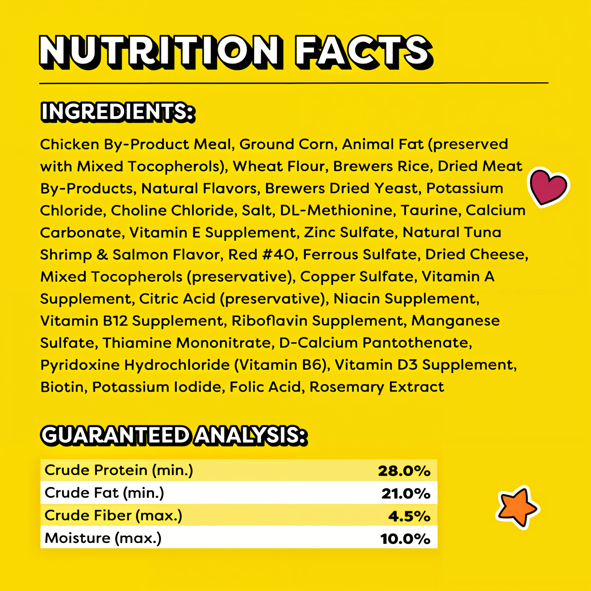 Temptations MixUps Surfer's Delight Crunchy and Soft Cat Treats nutrition facts ingredients guaranteed analysis