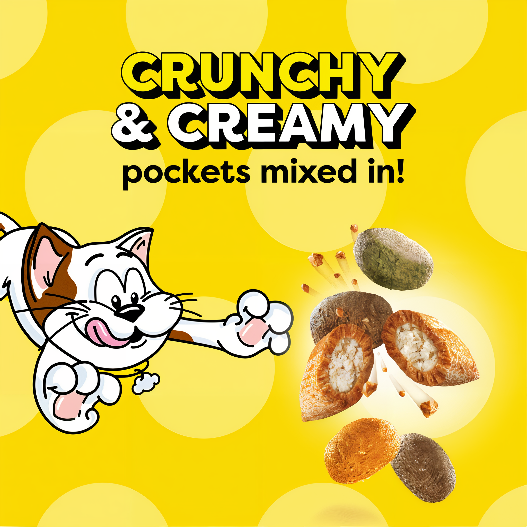 Crunchy and creamy pockets mixed in with the kibble