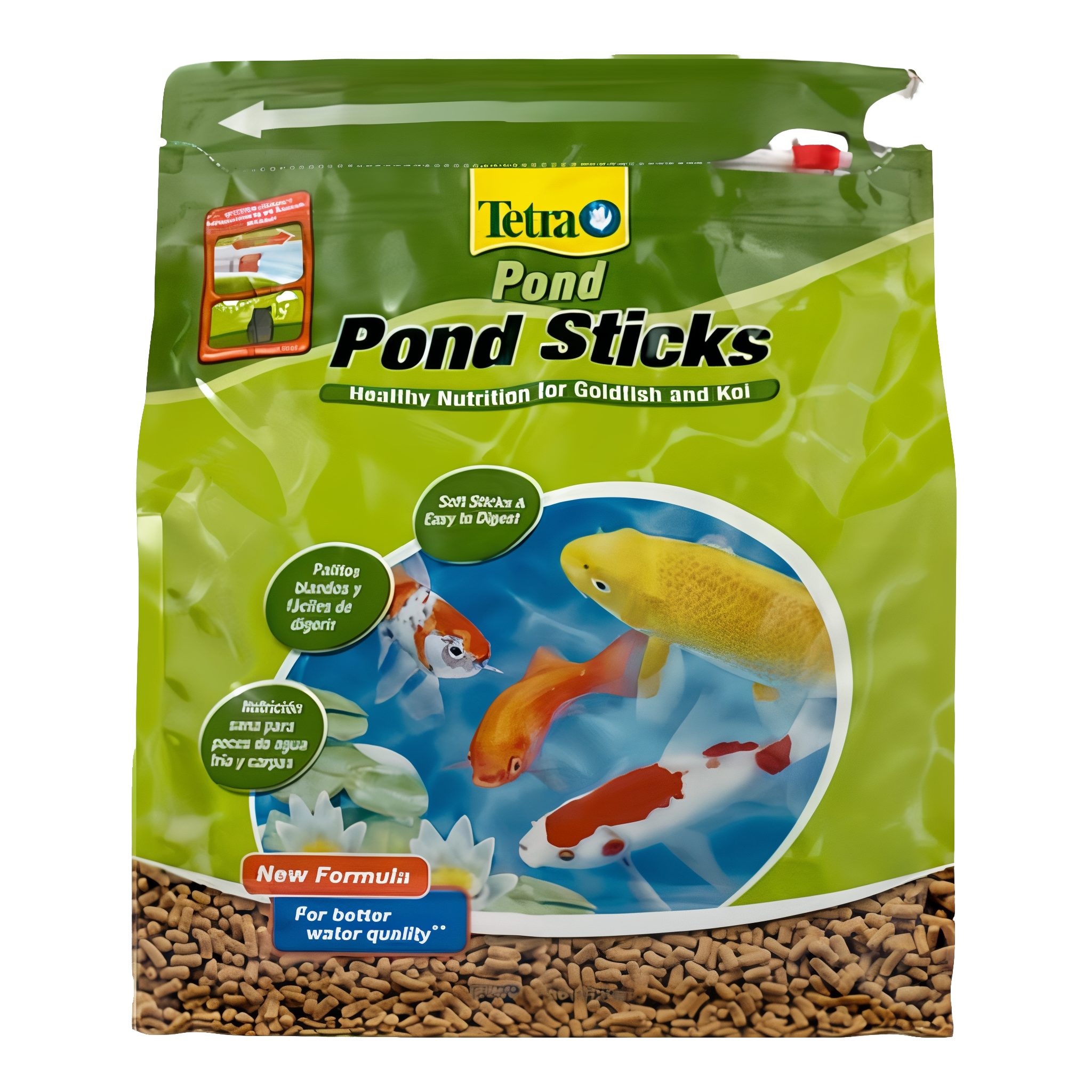 Tetra TetraPond Sticks pond fish food for goldfish and koi, 1 lb size.