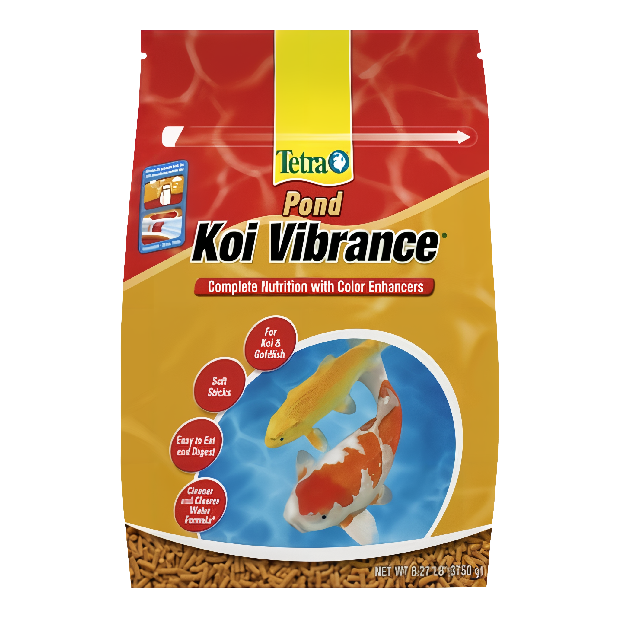 TetraPond Koi Vibrance Soft Sticks Floating Pond Food, 8.27 lb bulk size.