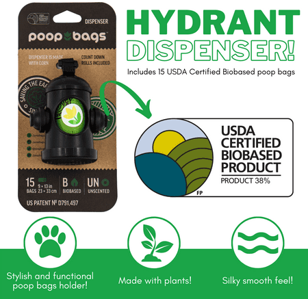 The Original Poop Bags® Dog Waste Bags Hydrant Dog Poop Bag Dispenser