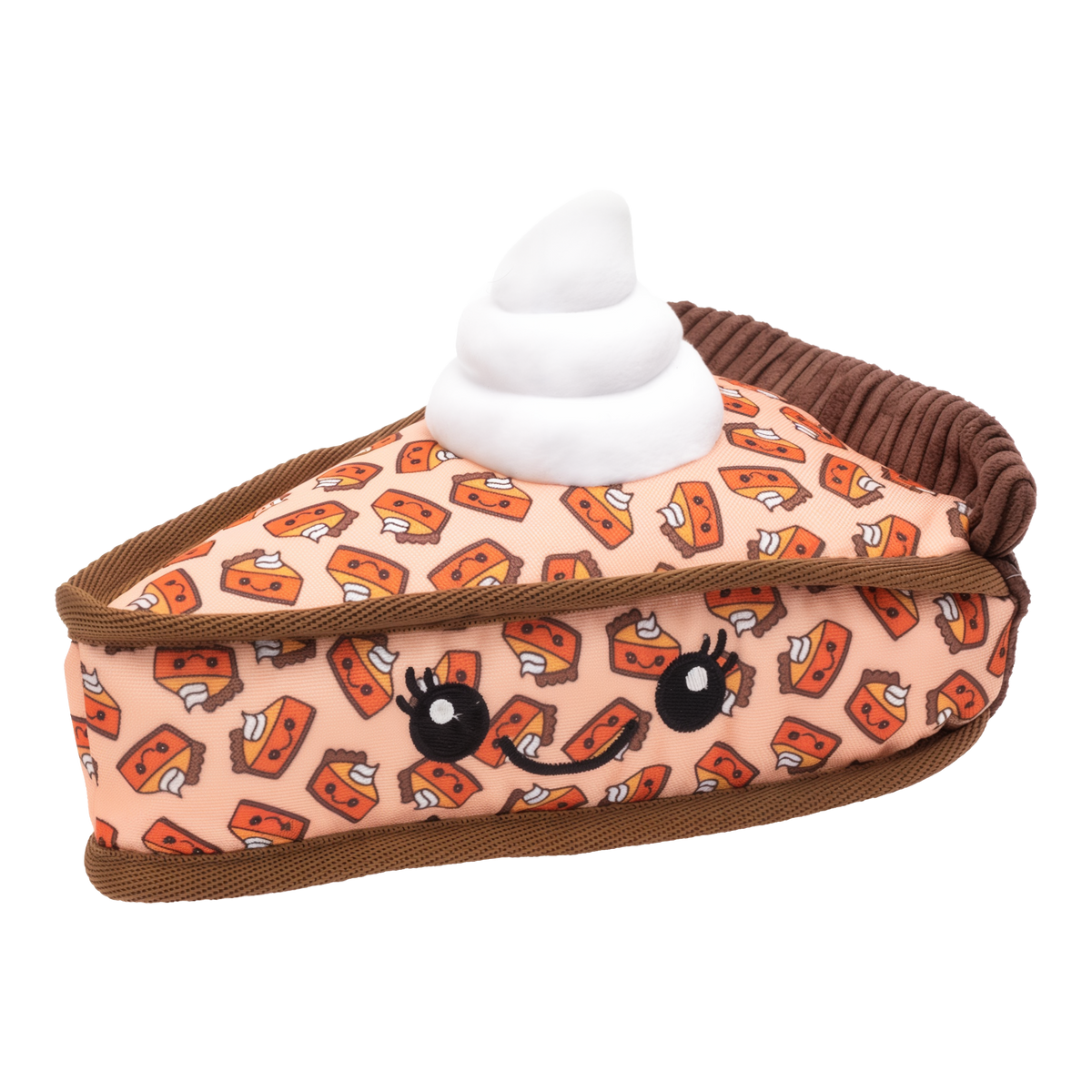 The Worthy Dog Pumpkin Pie Toy plush squeaky dog toy with whipped cream top