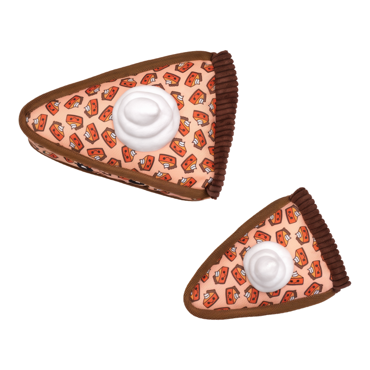 Pumpkin Pie Toy Large and Small sizes shown side by side