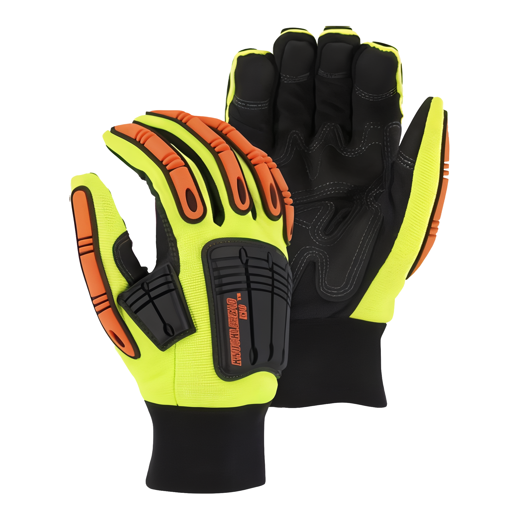 Majestic Thinsulate Winter Lined Knucklehead X10 Armor Skin glove with hi-vis yellow back and black palm #Yellow/Black