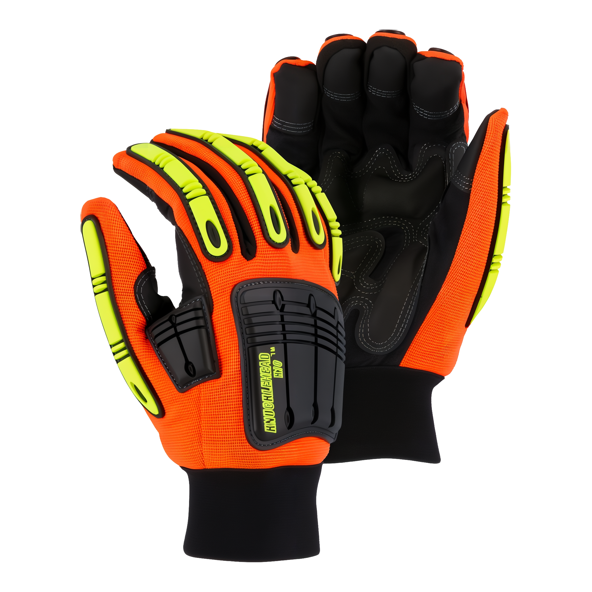 Majestic Thinsulate Winter Lined Knucklehead X10 Armor Skin glove with hi-vis orange back and black palm #Orange/Black