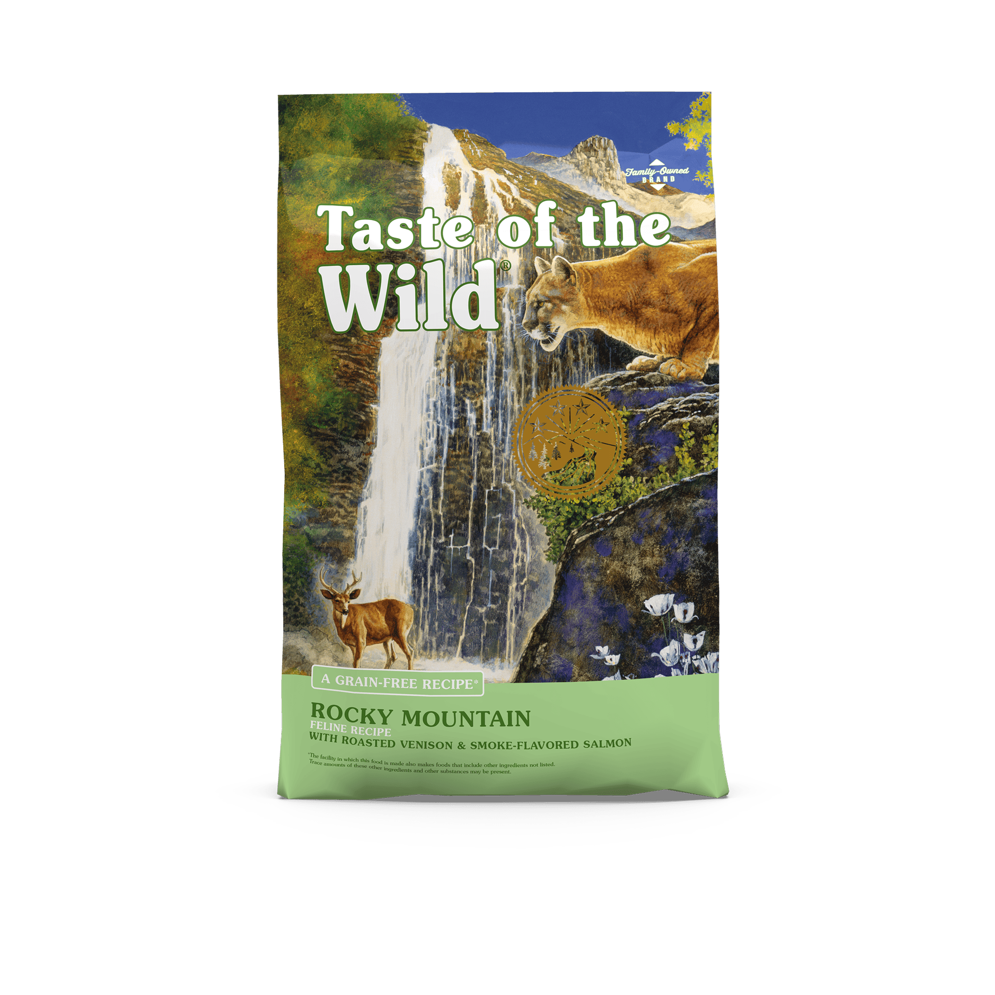 Taste of the Wild Rocky Mountain Feline Recipe with roasted venison and smoke-flavored salmon dry cat food bag