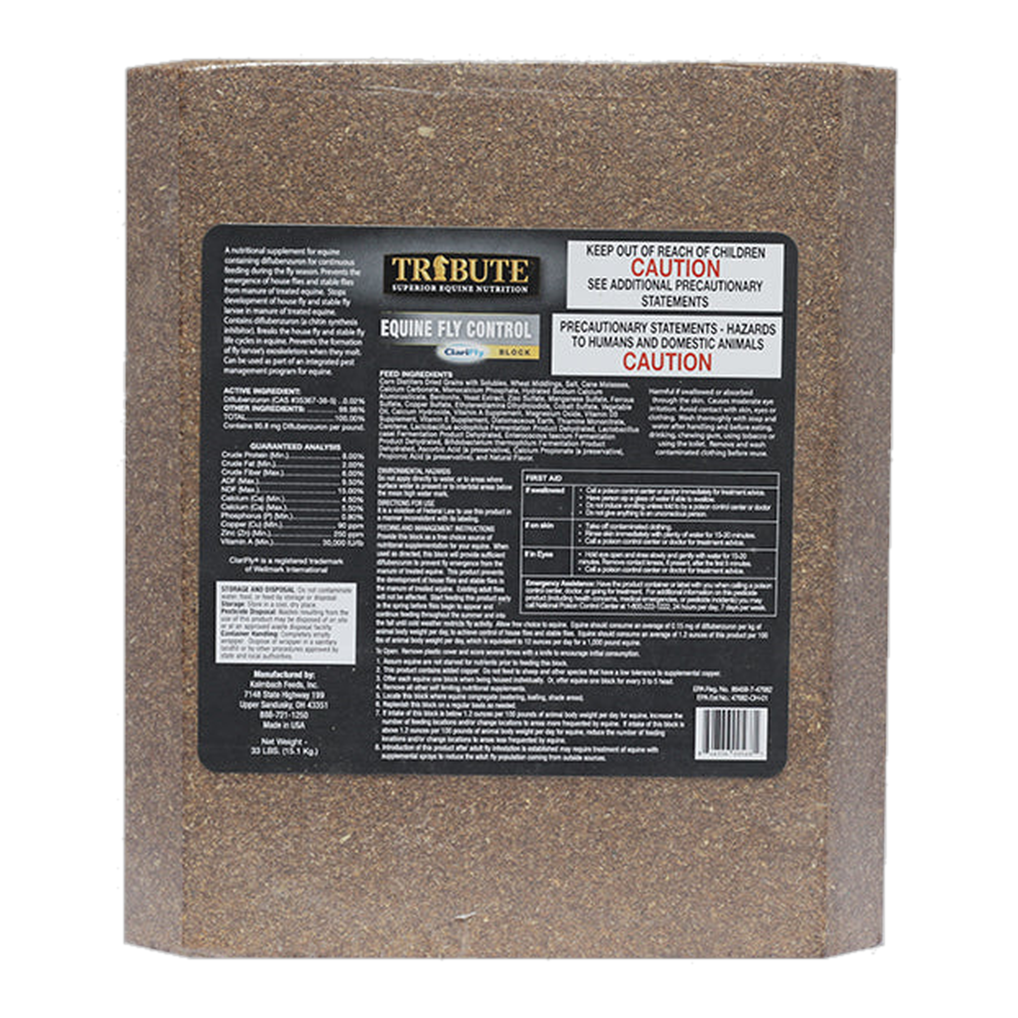Tribute Equine Fly Control Block 30 lb diflubenzuron free-choice fly control block for horses #30 lb