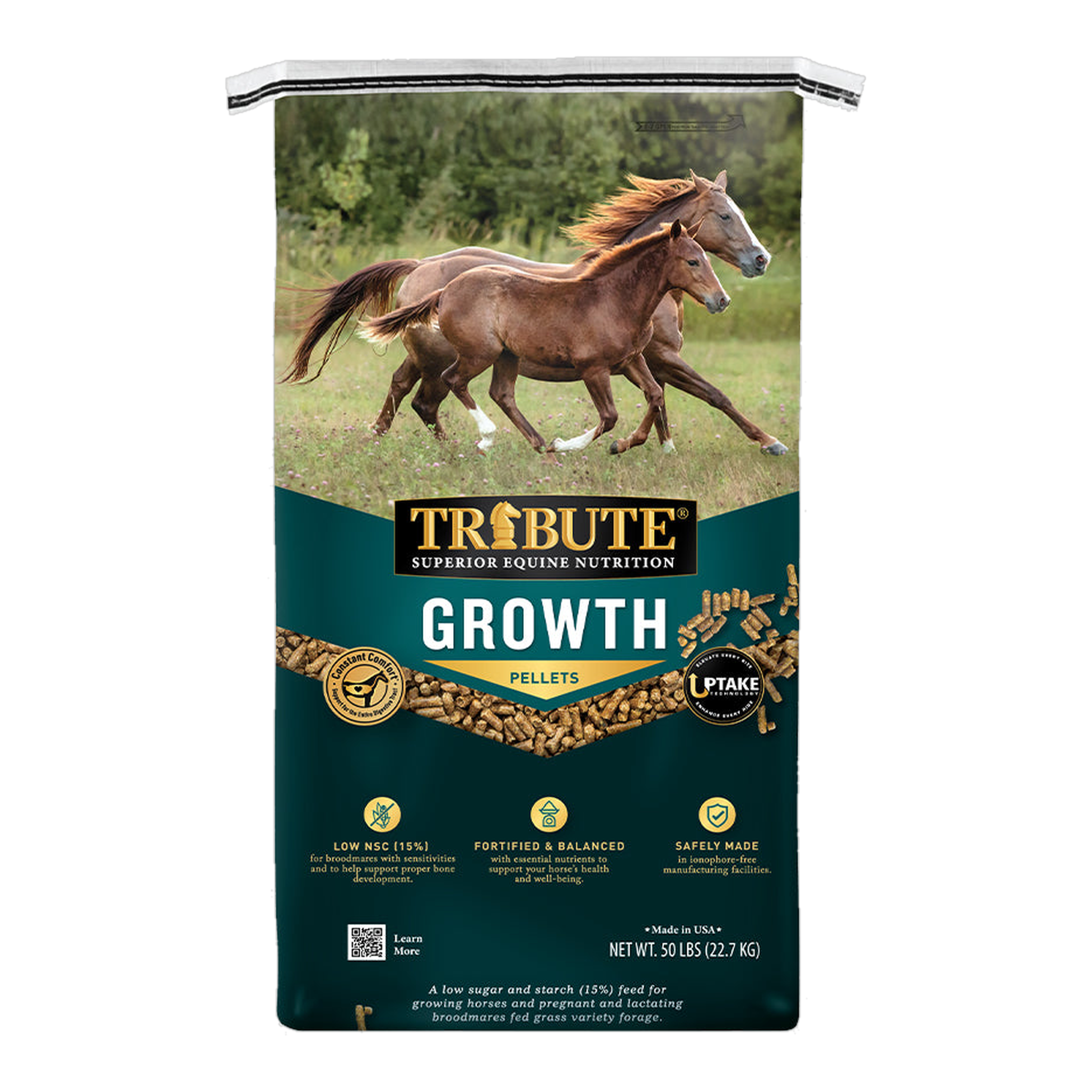 Tribute Growth Pellet Horse Feed 50 lb bag front #50 lb