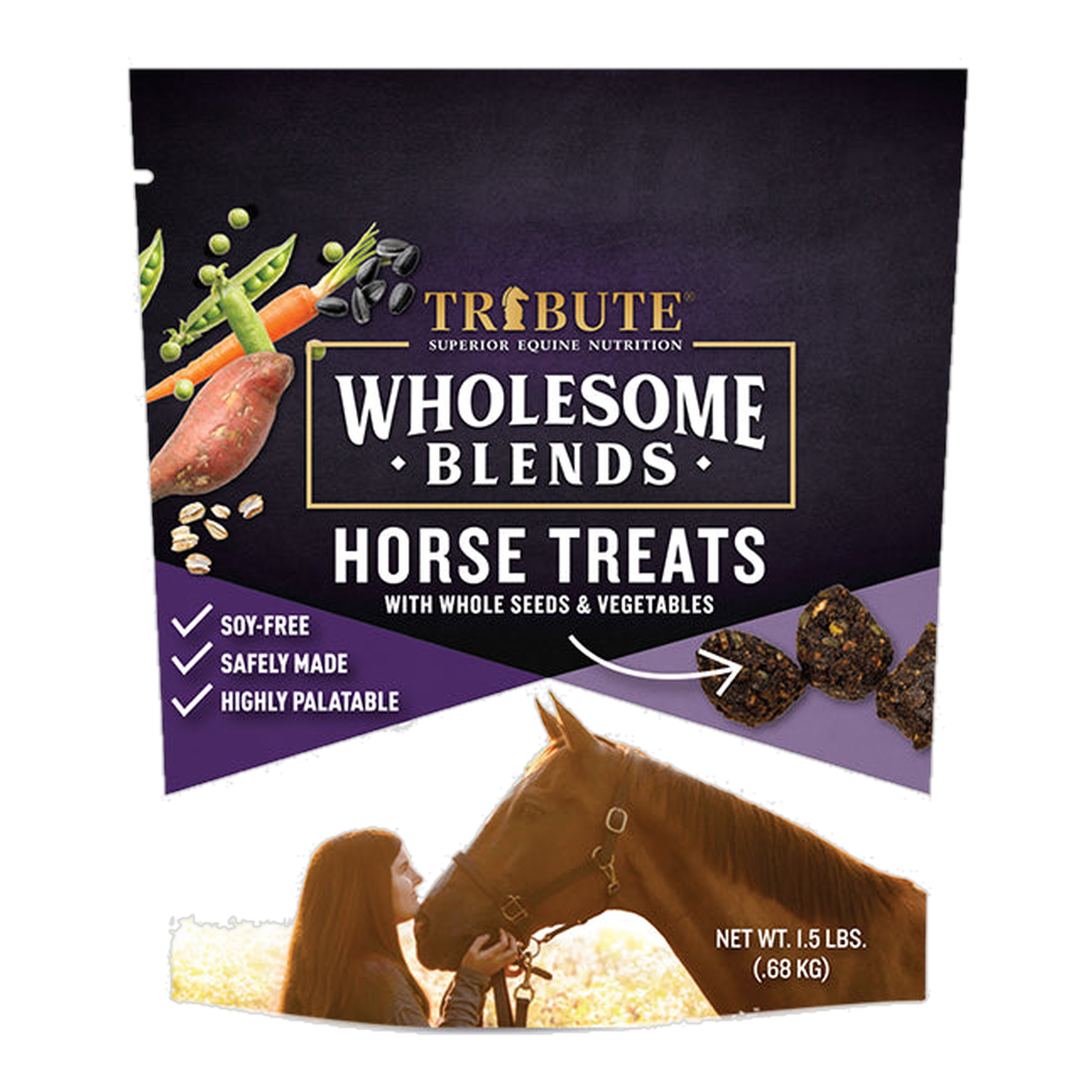 Tribute Wholesome Blends Horse Treats 1.5 lb bag front #1.5 lb