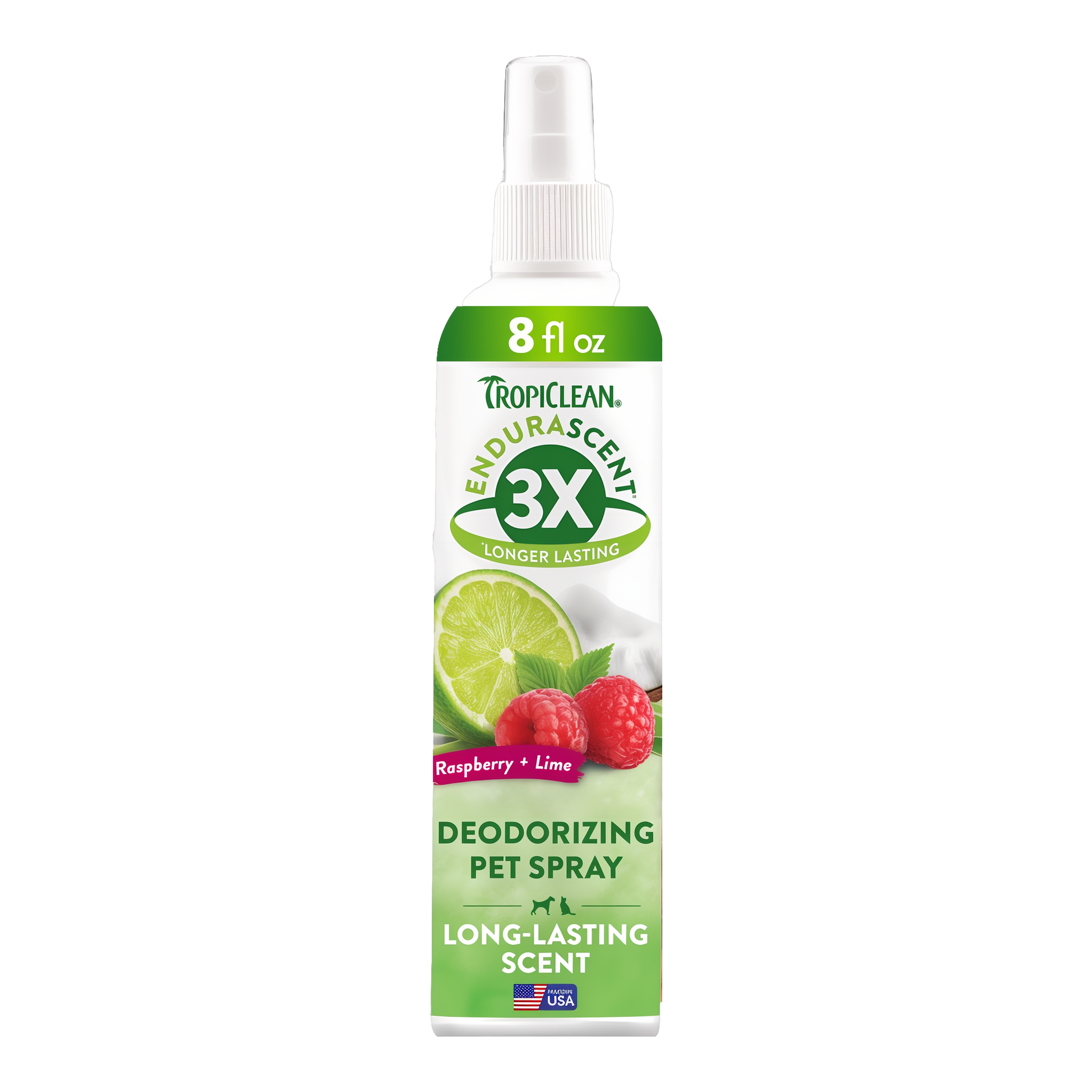 TropiClean EnduraScent Raspberry + Lime Deodorizing Pet Spray 8 fl oz bottle #Raspberry + Lime
