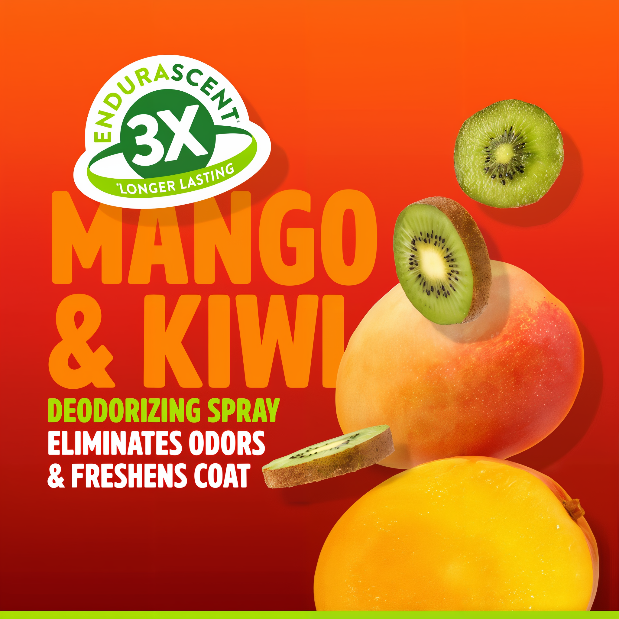 Mango and Kiwi deodorizing spray eliminates odors and freshens coat
