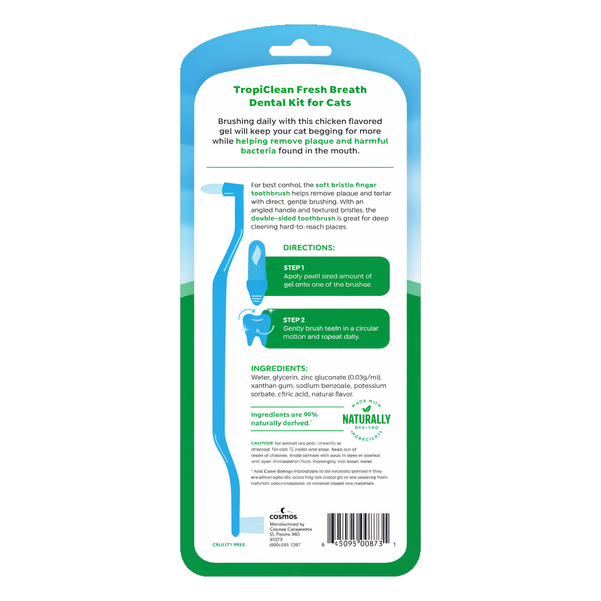 TropiClean Fresh Breath Cat Dental Kit back of package