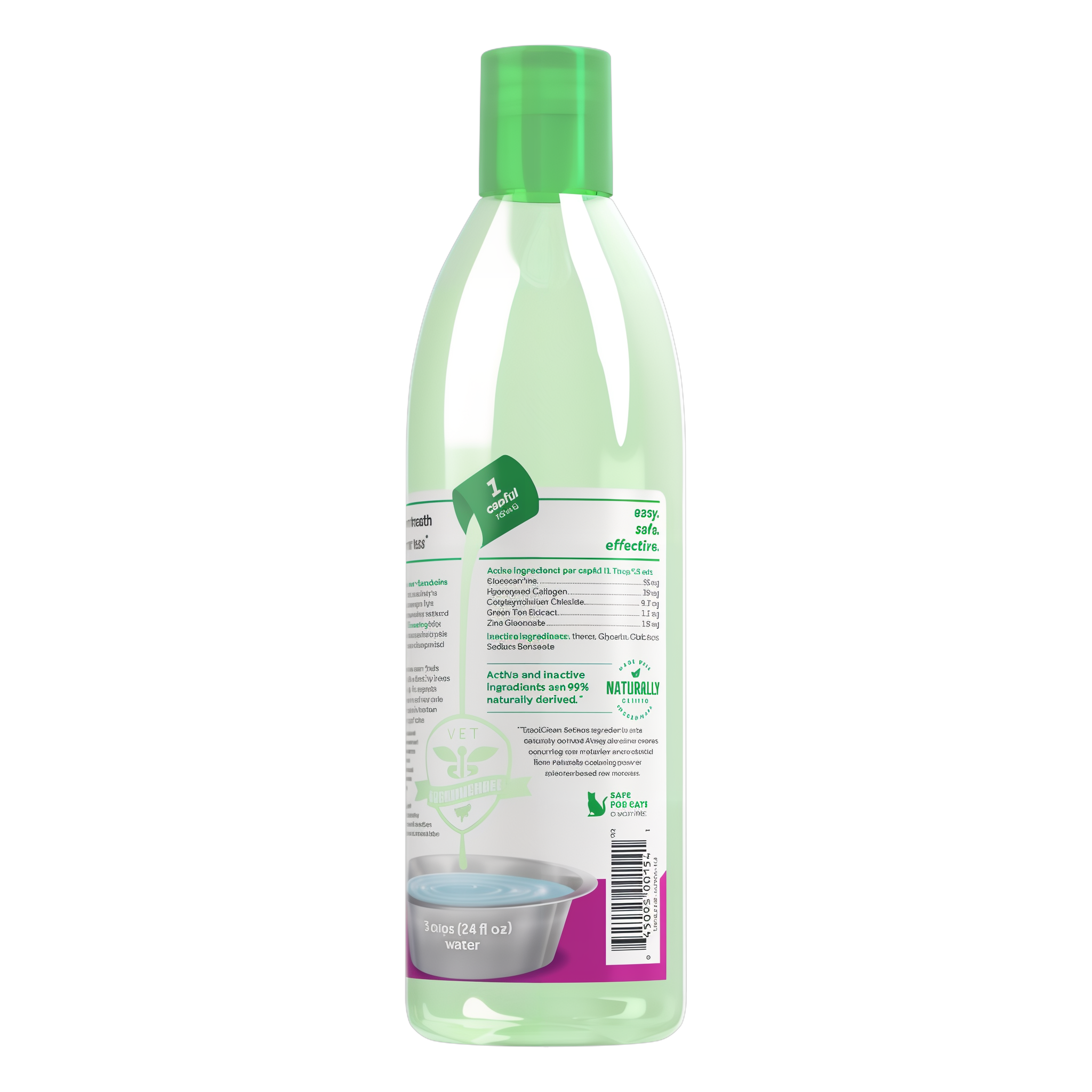 Fresh Breath by TropiClean Oral Care Water Additive Plus Hip & Joint for Pets, image of back of 16oz bottle