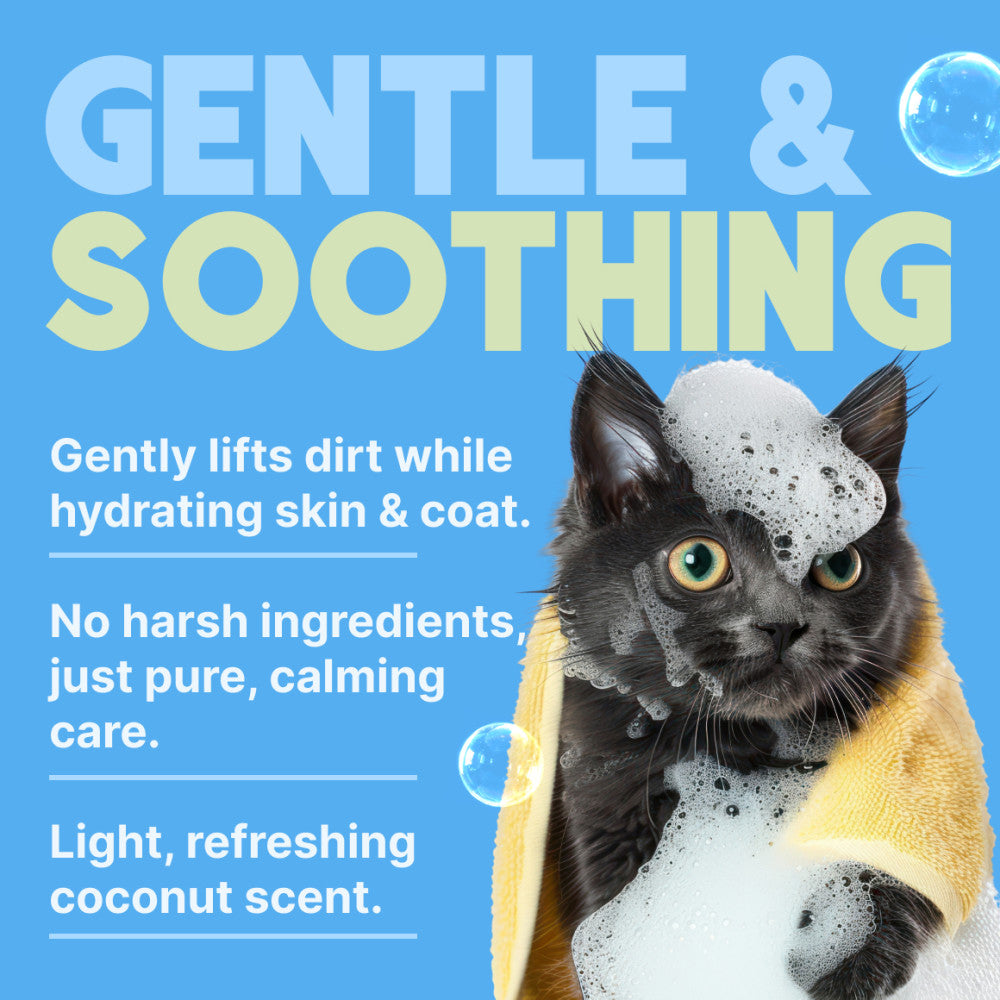 Gentle and soothing: lifts dirt while hydrating skin and coat with a light refreshing coconut scent