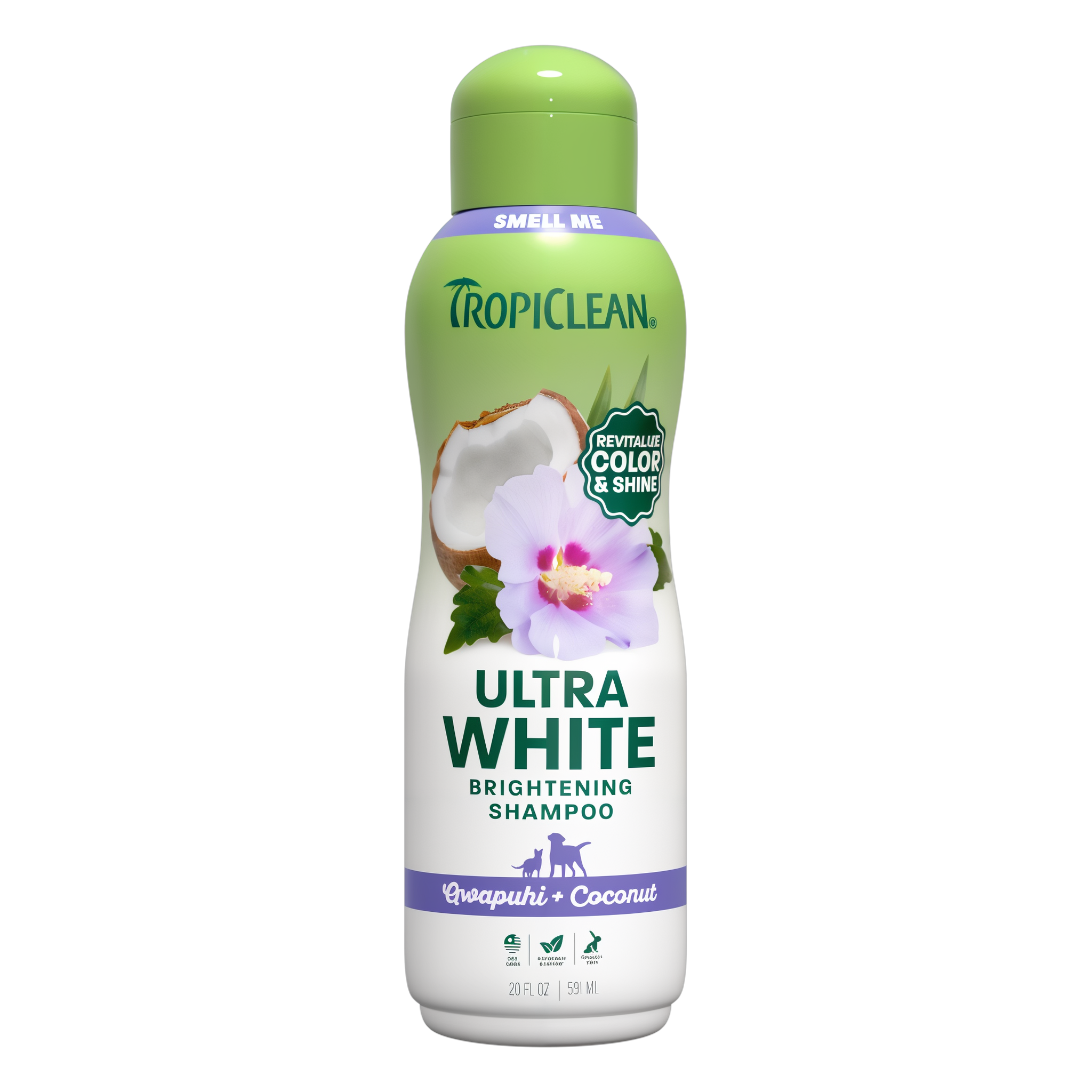 Tropiclean Ultra White Brightening Shampoo bottle on a white background
