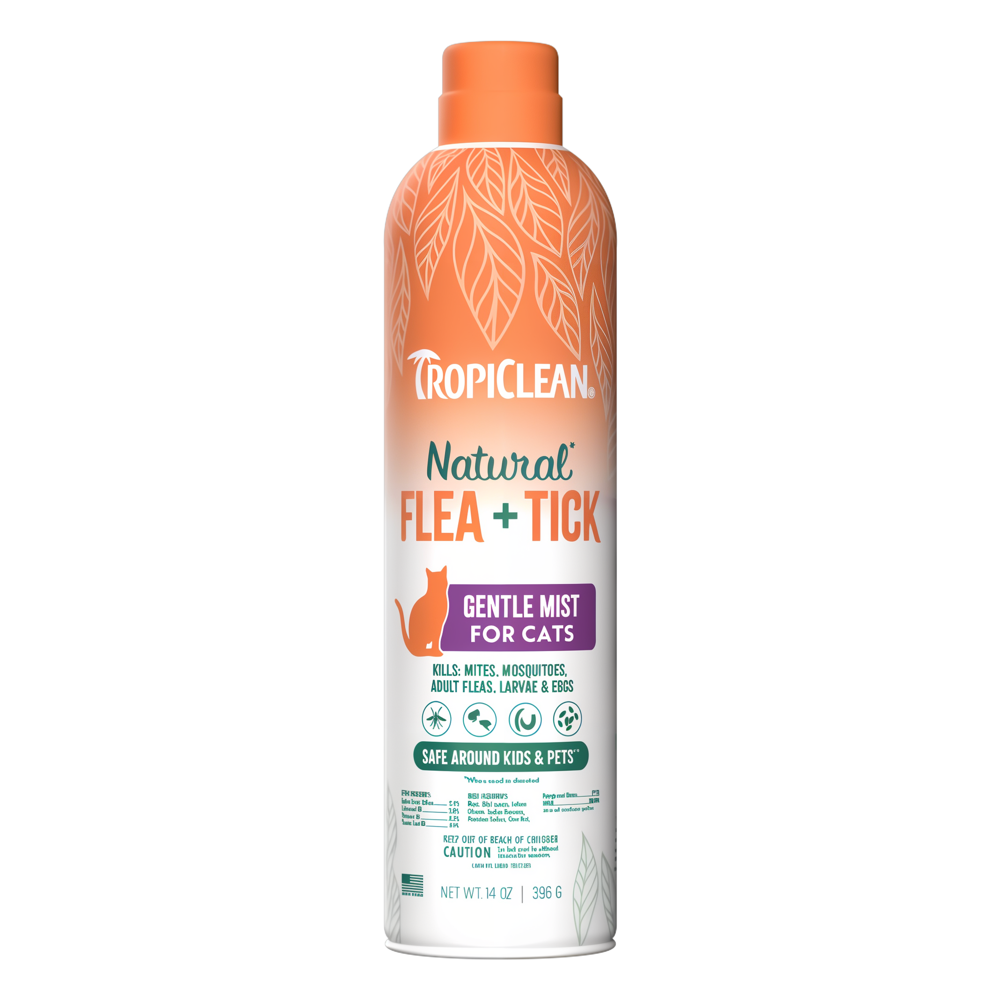 TropiClean Natural Flea + Tick Cat + Home Easy Mist Spray, image of front of bottle