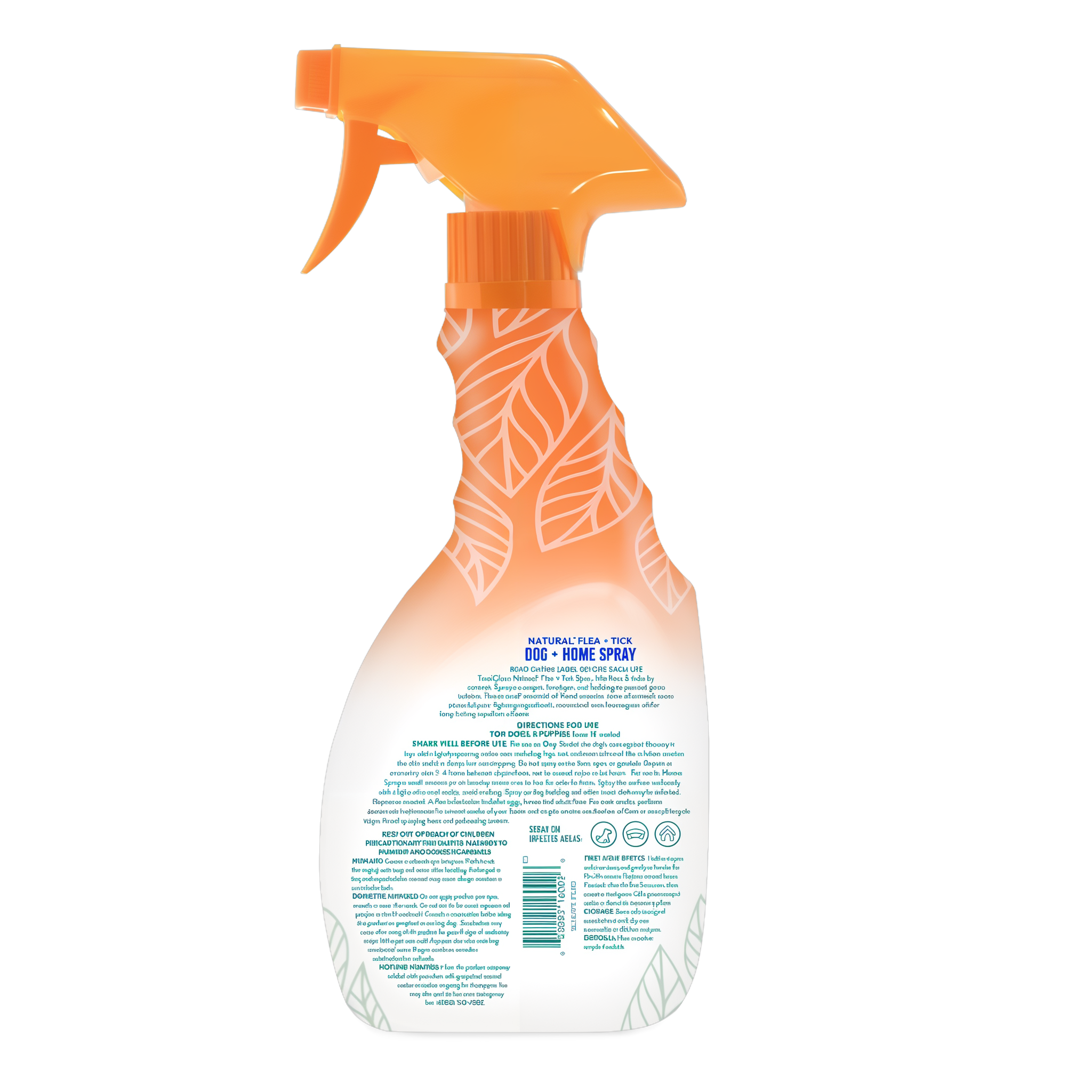 TropiClean Flea and Tick Pet & Bedding Spray for Dogs, back of 16oz spray bottle.