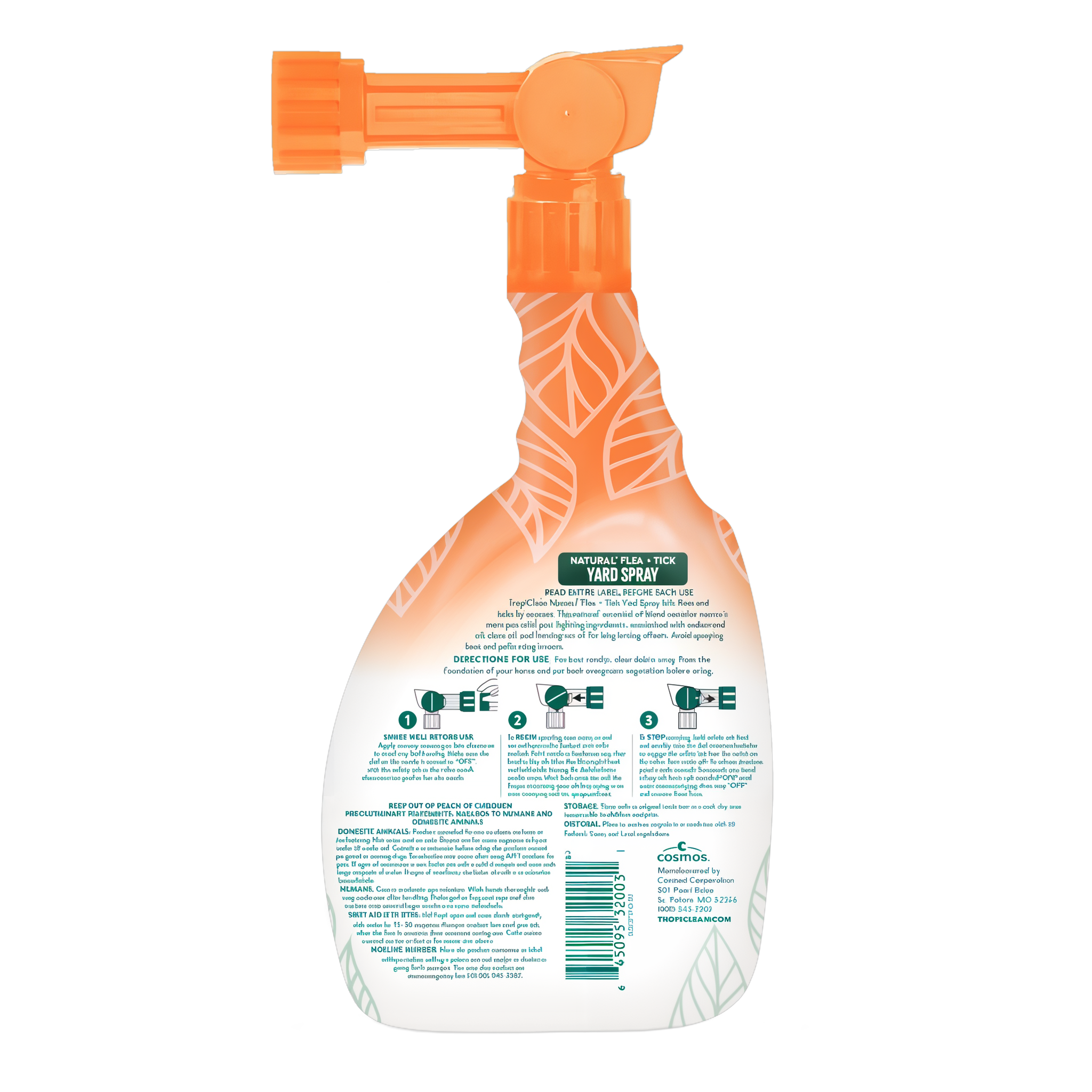 TropiClean Natural Flea + Tick Yard Spray, image of back of bottle