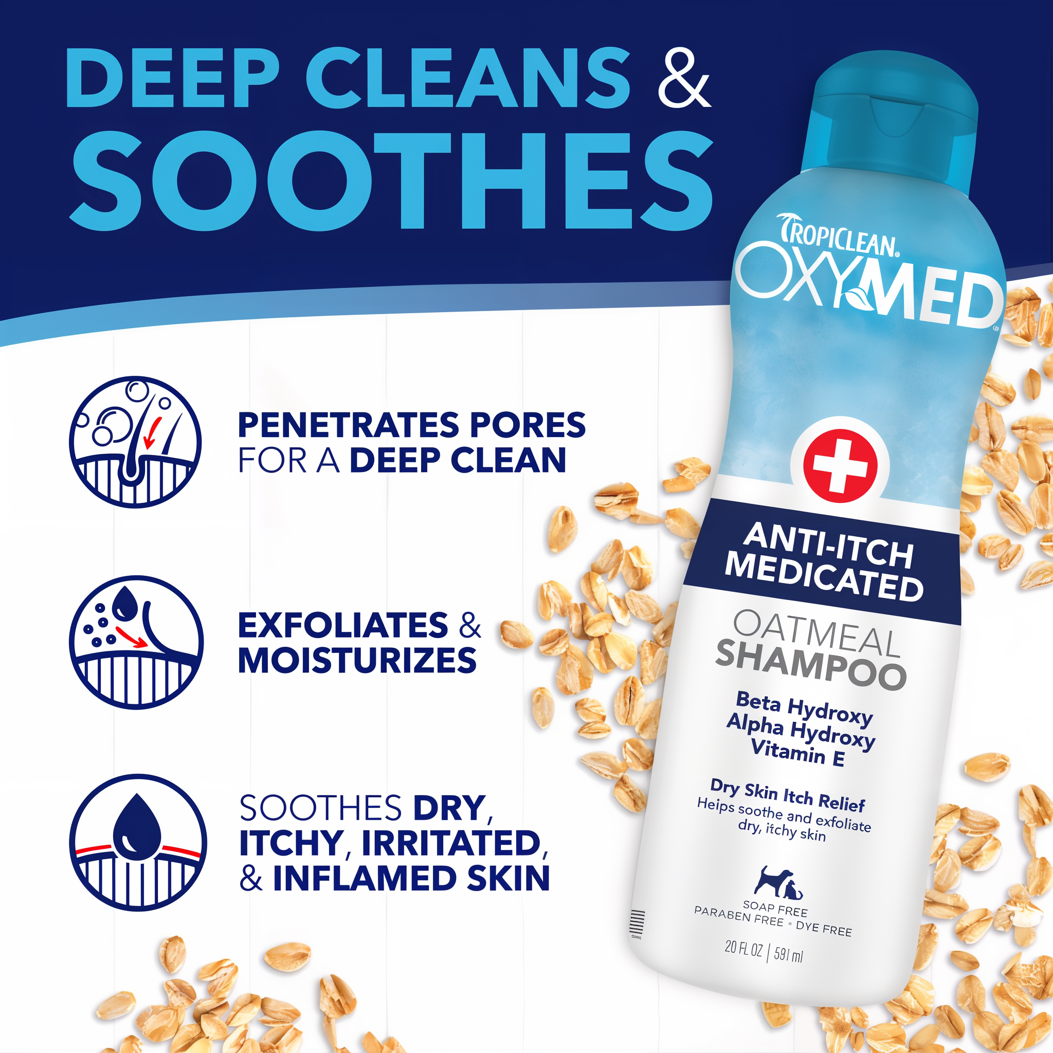 TropiClean OxyMed Medicated Anti Itch Shampoo for Pets "Deep Cleans & soothes".
