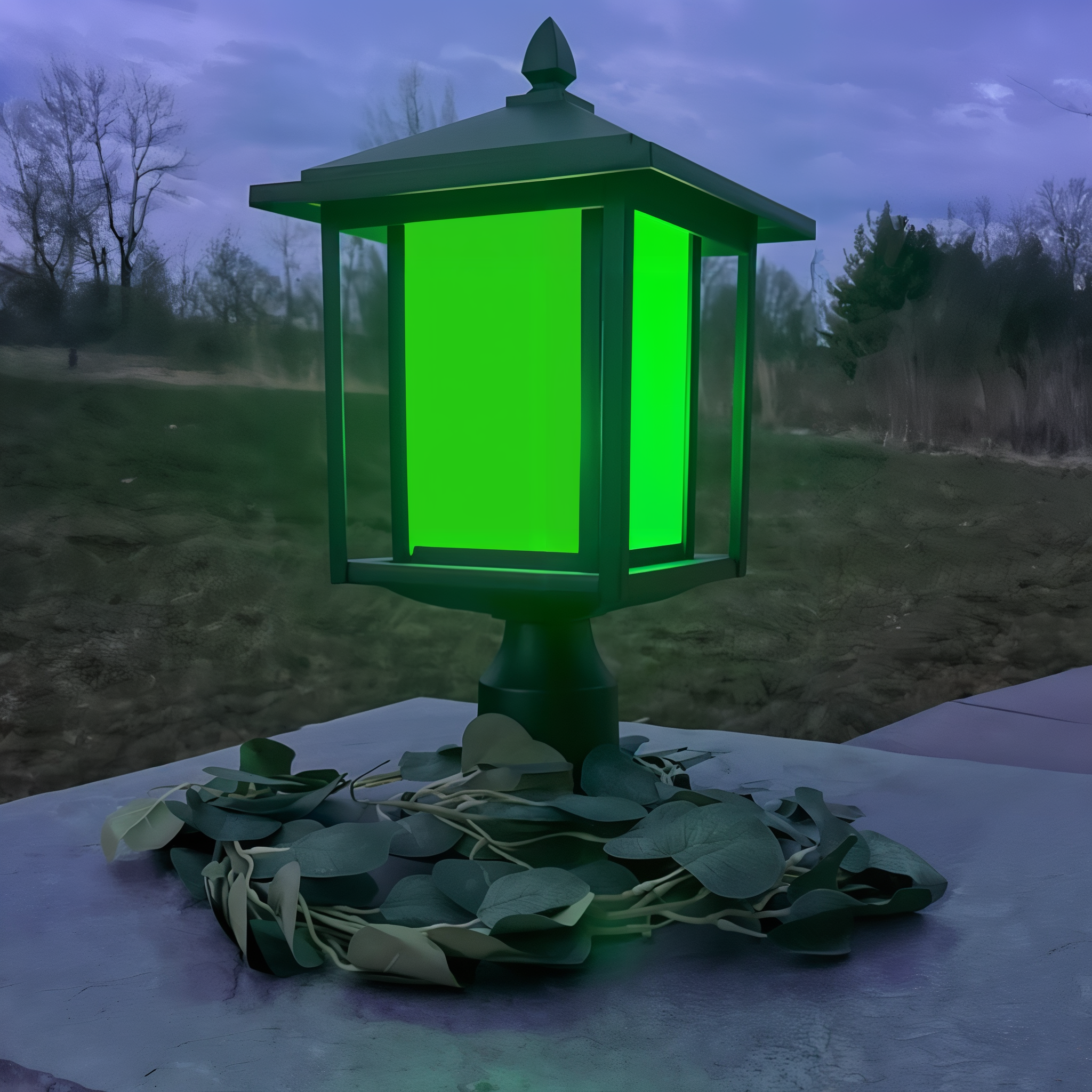 Tru-Scapes Modern Pillar Light TS-PL101 — RGBCW G4 lamp upgrade demo (green color-changing capability)