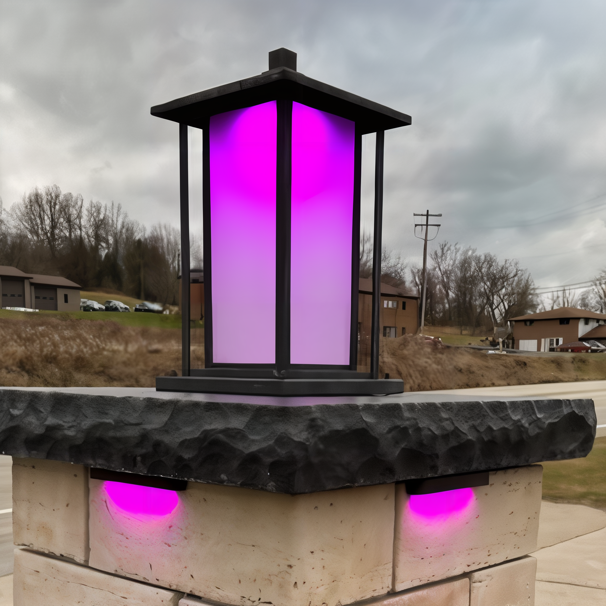 Tru-Scapes Noble Pillar Light TS-PL102 — outdoor pillar accent at twilight