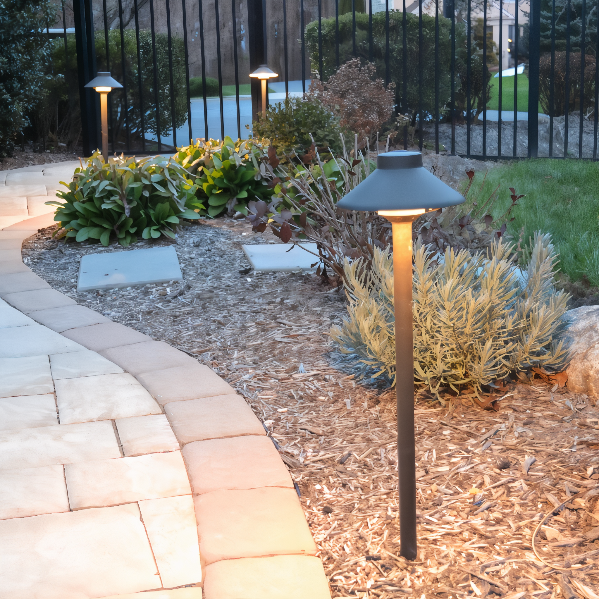 Tru-Scapes Traditional Path Light TS-B301 — pathway accent lighting along garden bed