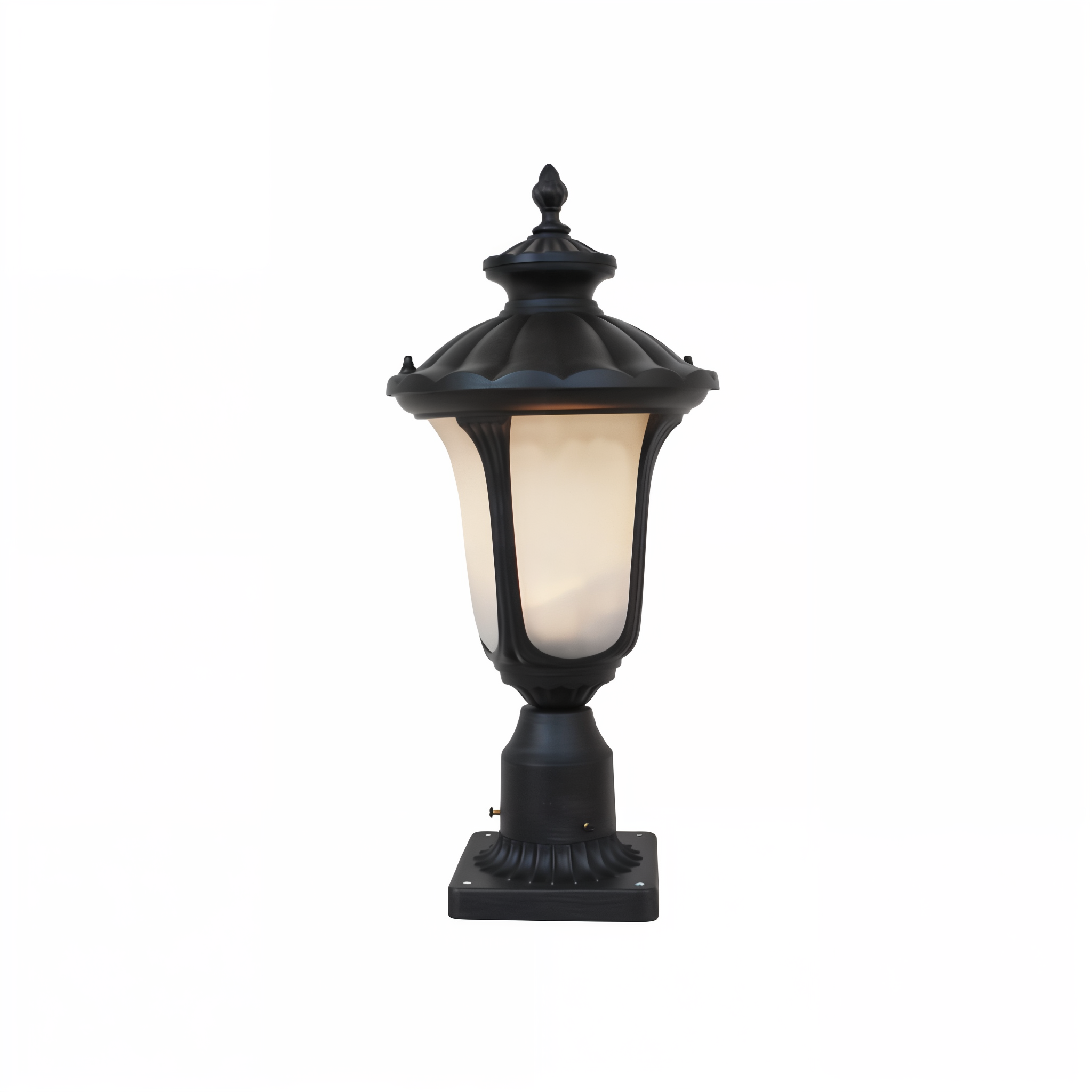 Tru-Scapes Traditional Pillar Light TS-PL100 — mounted on stone pier column