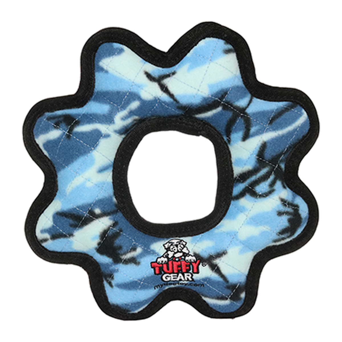 Tuffy Gear Ring Dog Toy Camo Blue Large front view