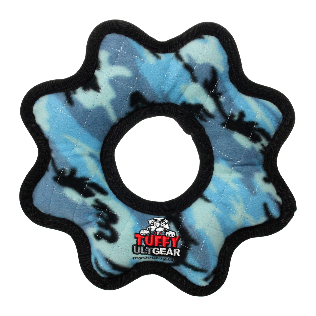 Tuffy Gear Ring Dog Toy Camo Blue Large front view