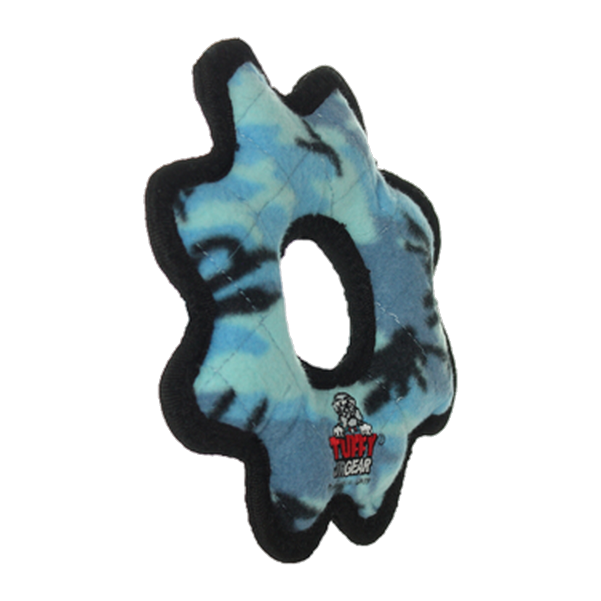 Tuffy Gear Ring Dog Toy Camo Blue Medium three-quarter view