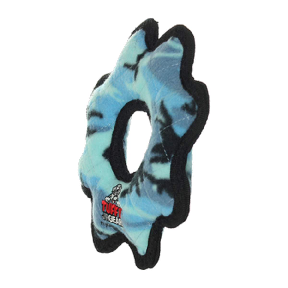 Tuffy Gear Ring Dog Toy Camo Blue Medium angled view