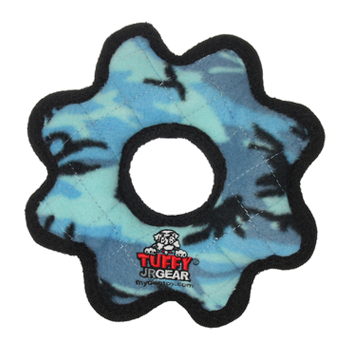 Tuffy Gear Ring Dog Toy Camo Blue Medium front view