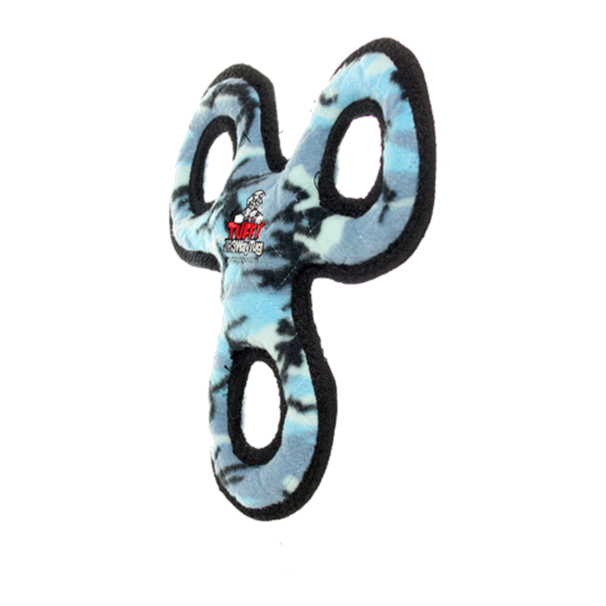 Tuffy Jr 3-Way Tug Dog Toy Camo Blue angled view